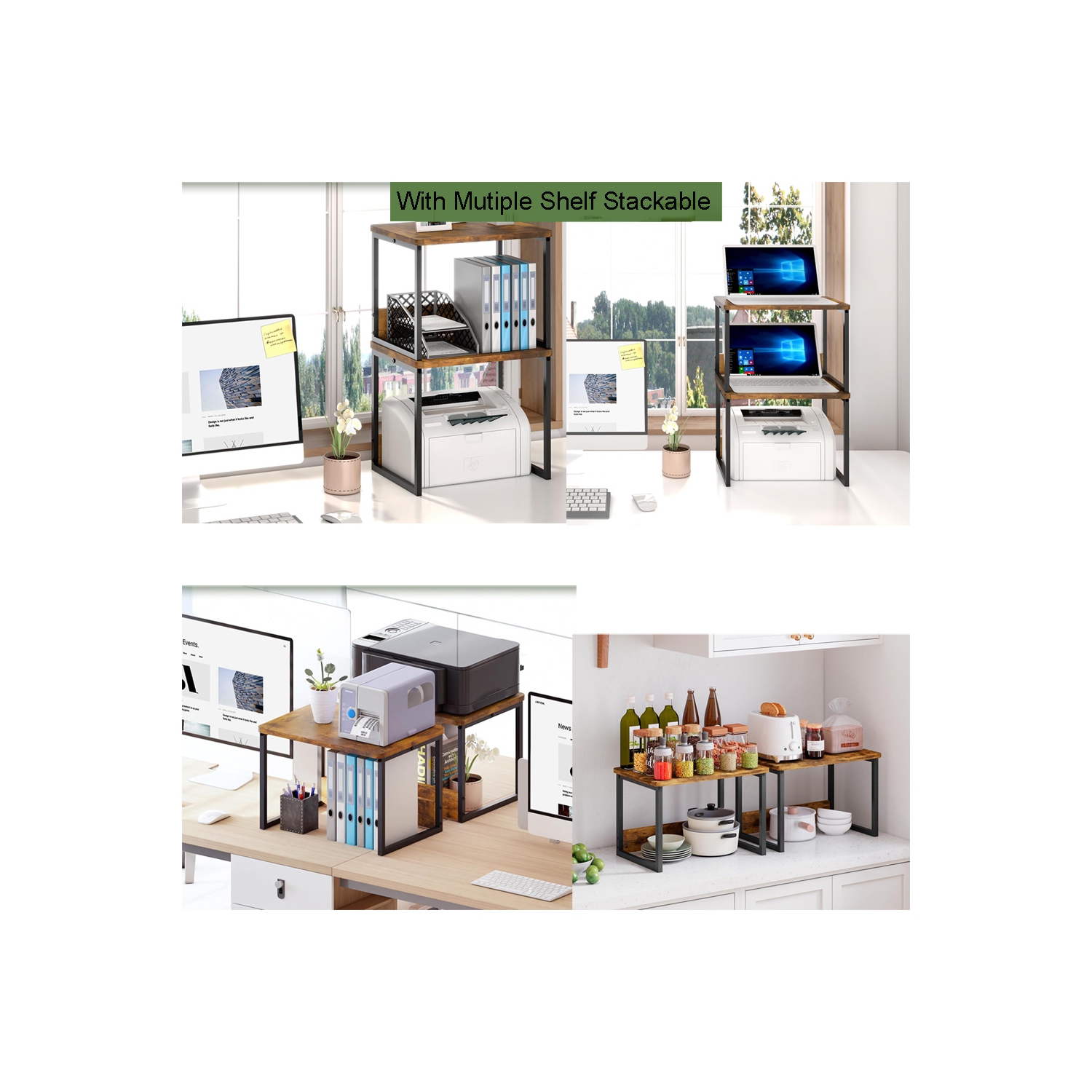 axGear Kitchen Countertop Organizer Cabinet Shelf Office Desktop Riser Printer Stand