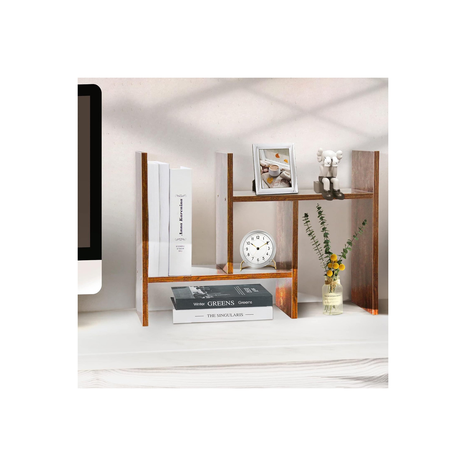 Table bibliothèque ajustable en bois d'AxGear Office Home avec organisateur de bureau