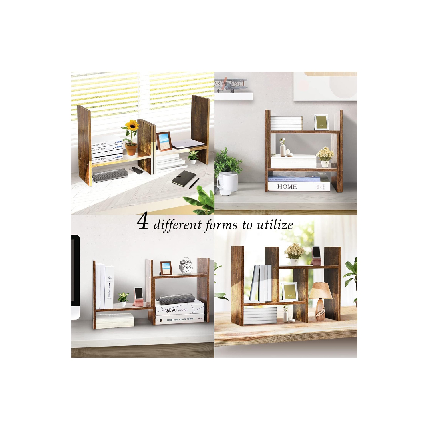 Table bibliothèque ajustable en bois d'AxGear Office Home avec organisateur de bureau