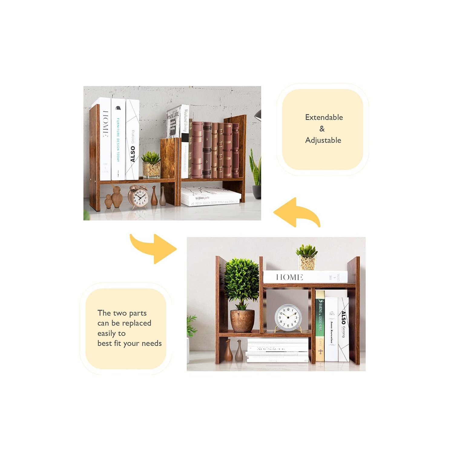 Table bibliothèque ajustable en bois d'AxGear Office Home avec organisateur de bureau