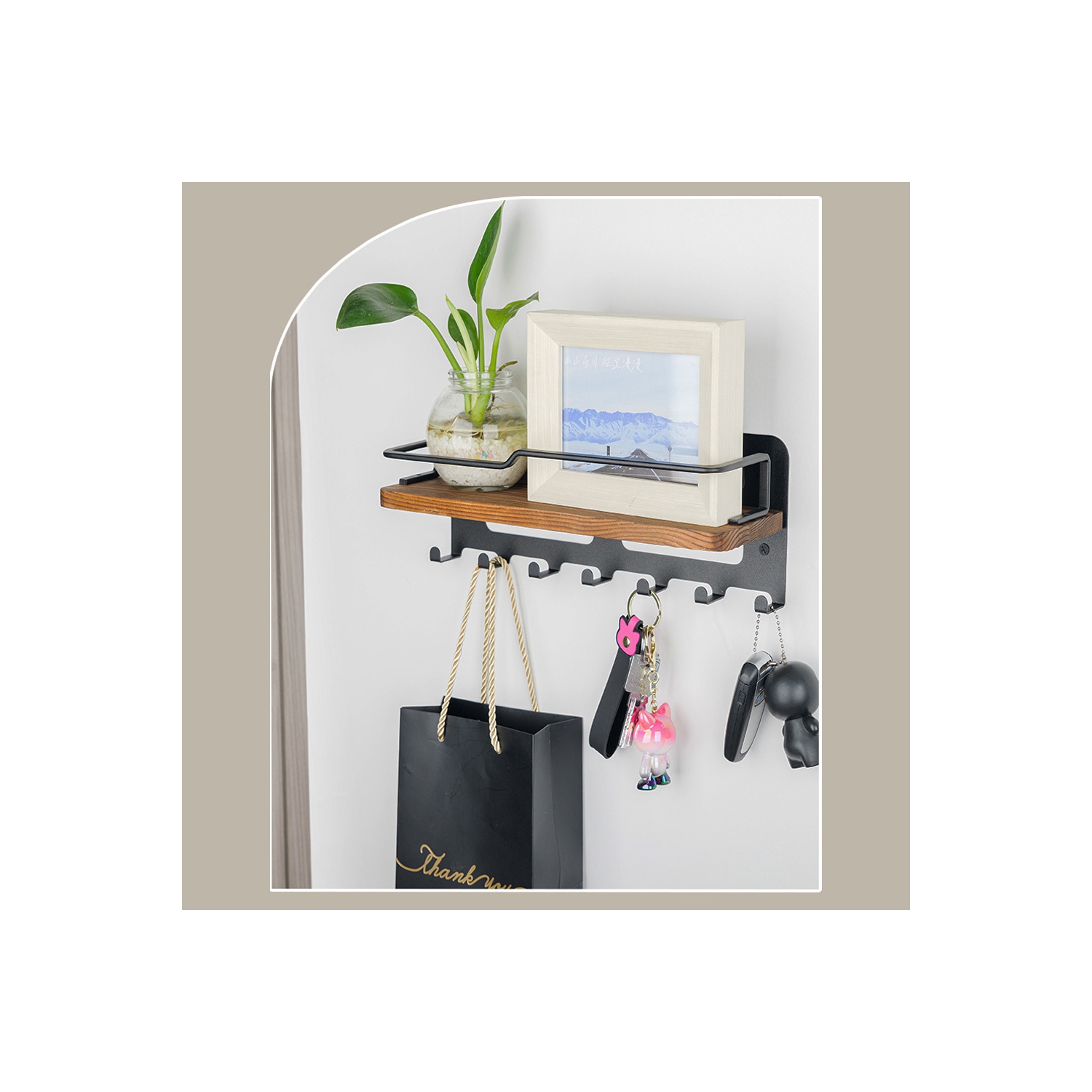 Porte-clés mural pour porte-clés 7 d'AxGear, range-courrier, support pour tablette, portemanteau