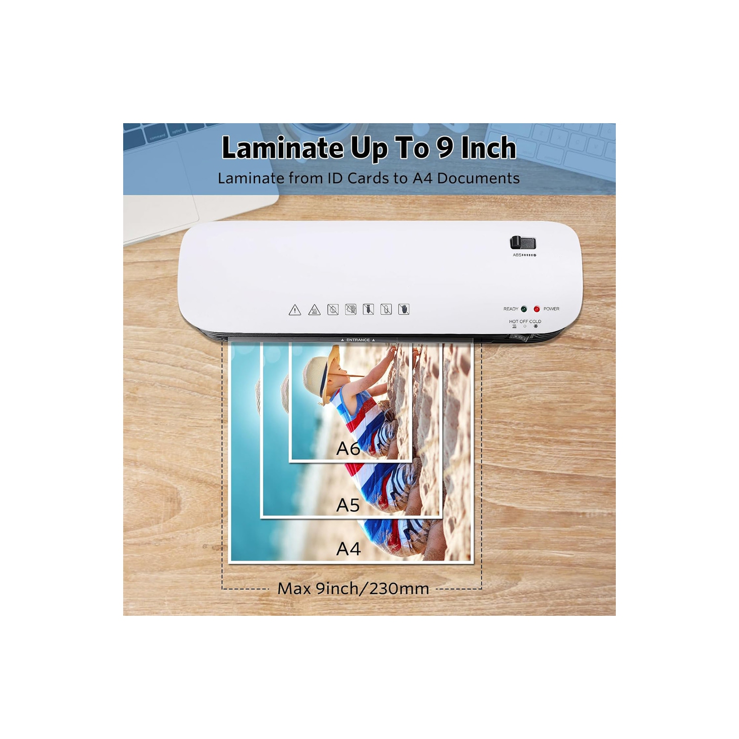 Laminateur portatif à chaud et froid A4 format lettre d'AxGear pour machine à plastifier le bureau à domicile