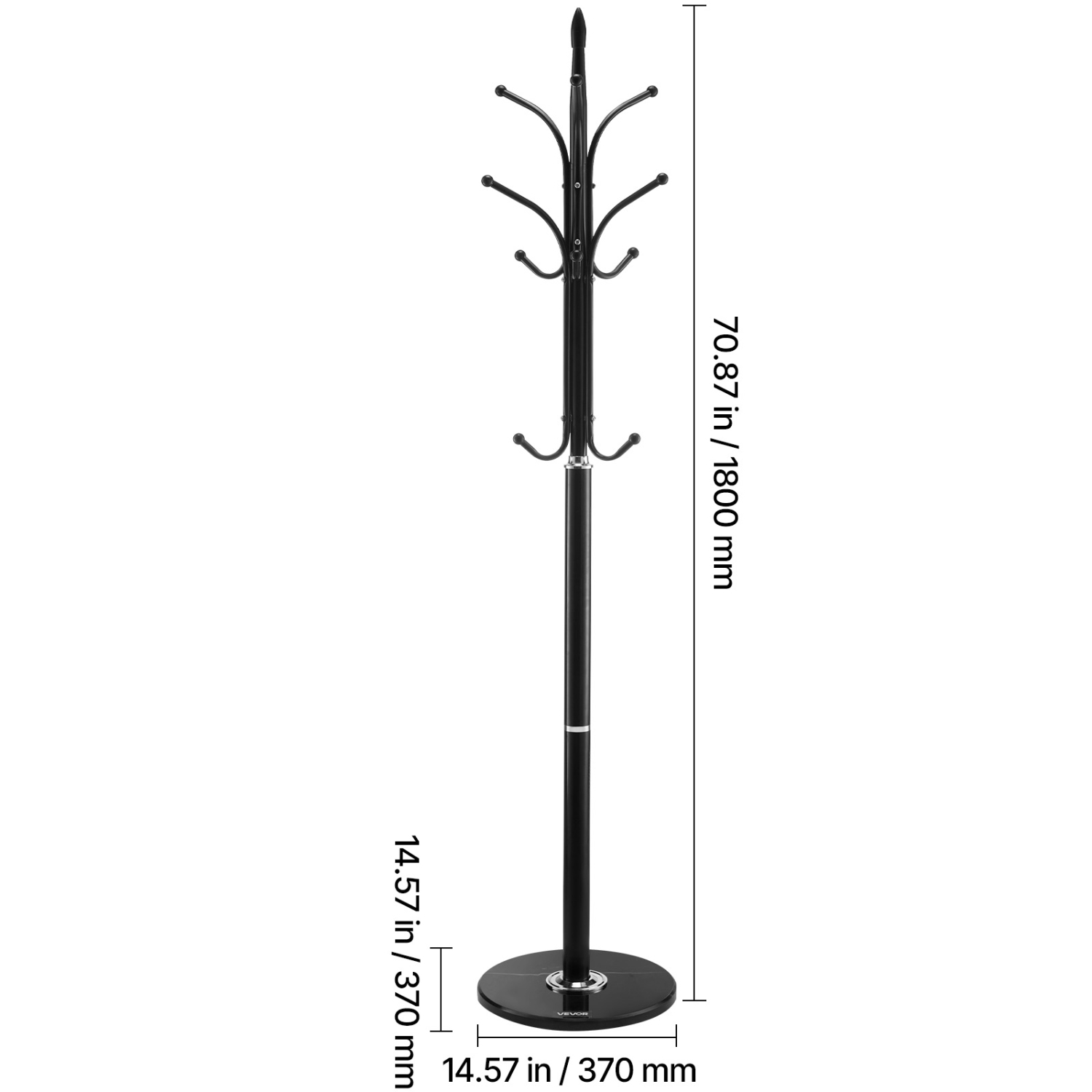 Portemanteau autoportant VEVOR 6 crochets, porte-manteaux avec base en marbre stable, portemanteau autonome pour entrée, chambre, bureau, salon,