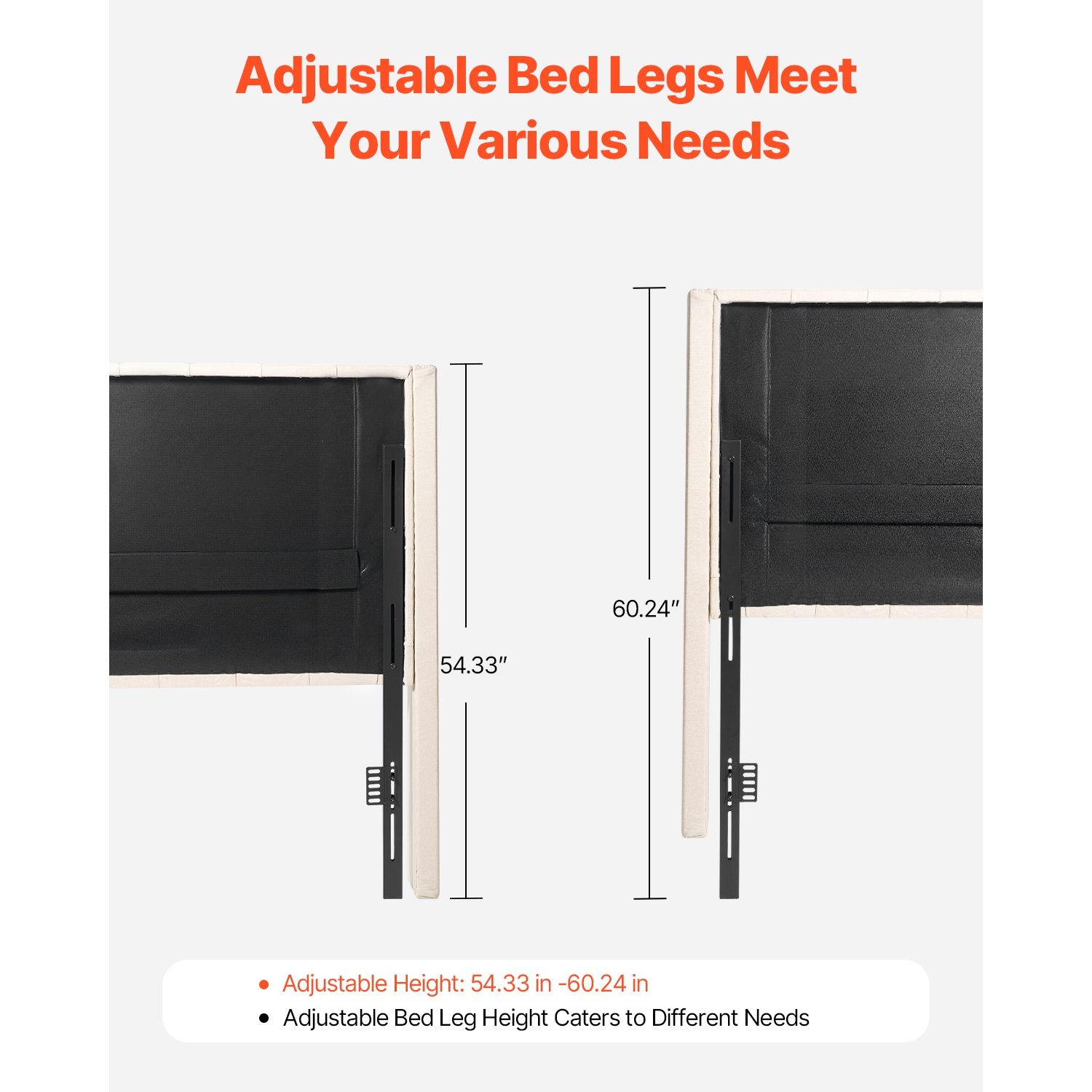 VEVOR King Size Headboard, Headboard with Adjustable Height, Comfortable Diamond Tufted for King Size Bed, W84.1 x H x D 8.27 in, Ideal for Bedroom,