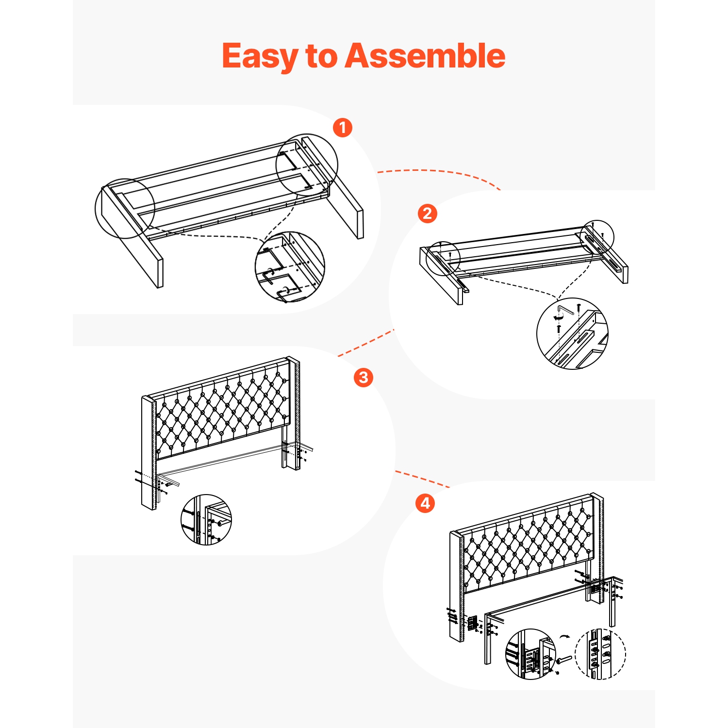 VEVOR King Size Headboard, Headboard with Adjustable Height, Comfortable Diamond Tufted for King Size Bed, W84.1 x H x D 8.27 in, Ideal for Bedroom,
