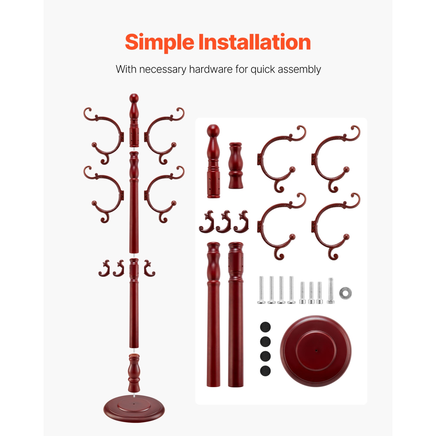 Portemanteau autoportant VEVOR 11 crochets, porte-manteaux en bois avec base lestée, portemanteau autonome pour entrée, chambre, salon, cintre moderne