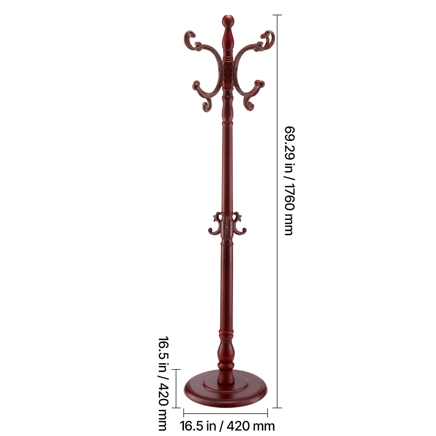 Portemanteau autoportant VEVOR 11 crochets, porte-manteaux en bois avec base lestée, portemanteau autonome pour entrée, chambre, salon, cintre moderne