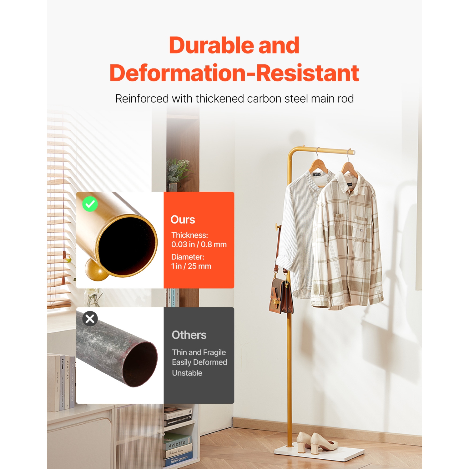 Portemanteau à 3 crochets ronds VEVOR, porte-manteaux autonome avec base en pierre à quartz, portemanteau autonome pour entrée, chambre, salon,