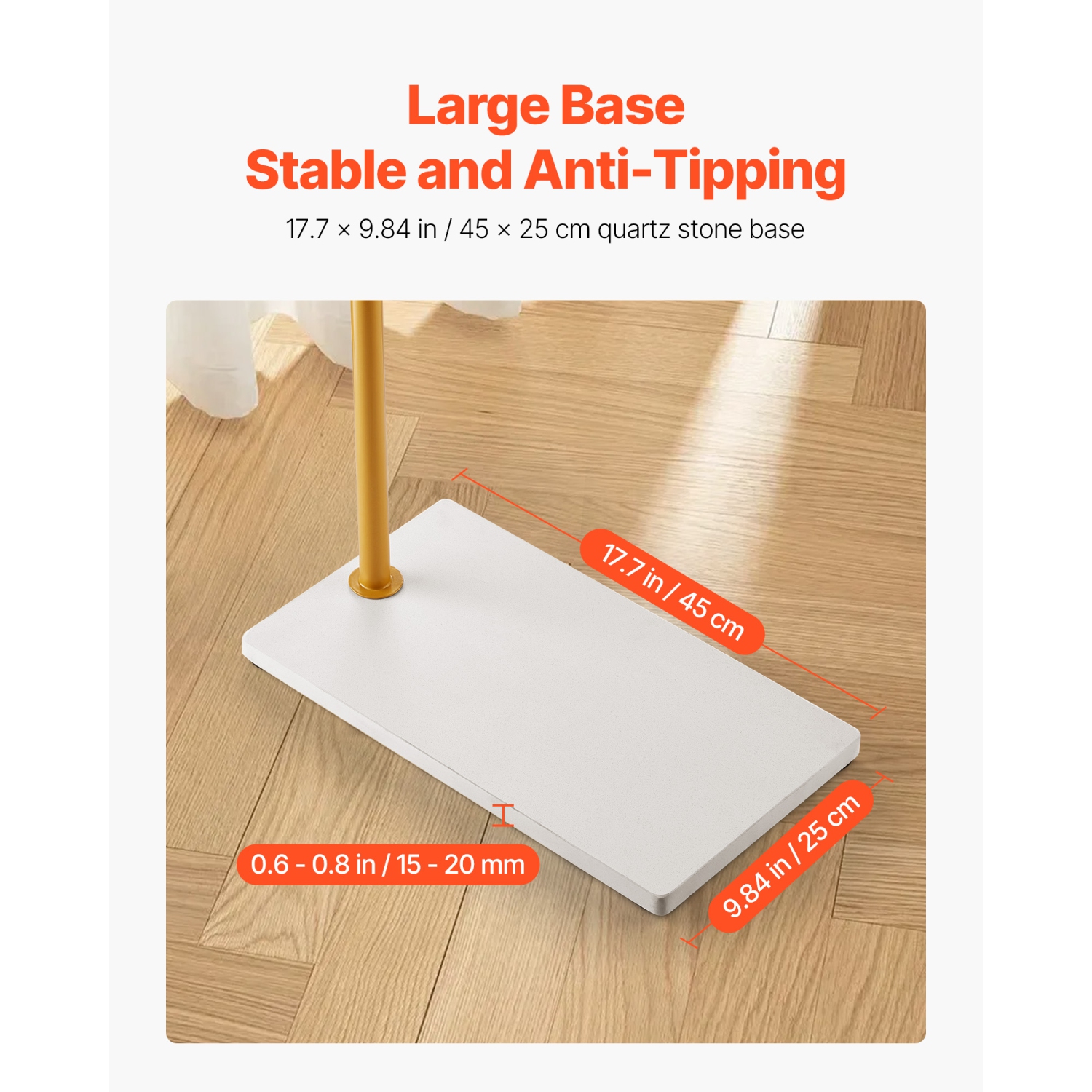 Portemanteau à 3 crochets ronds VEVOR, porte-manteaux autonome avec base en pierre à quartz, portemanteau autonome pour entrée, chambre, salon,