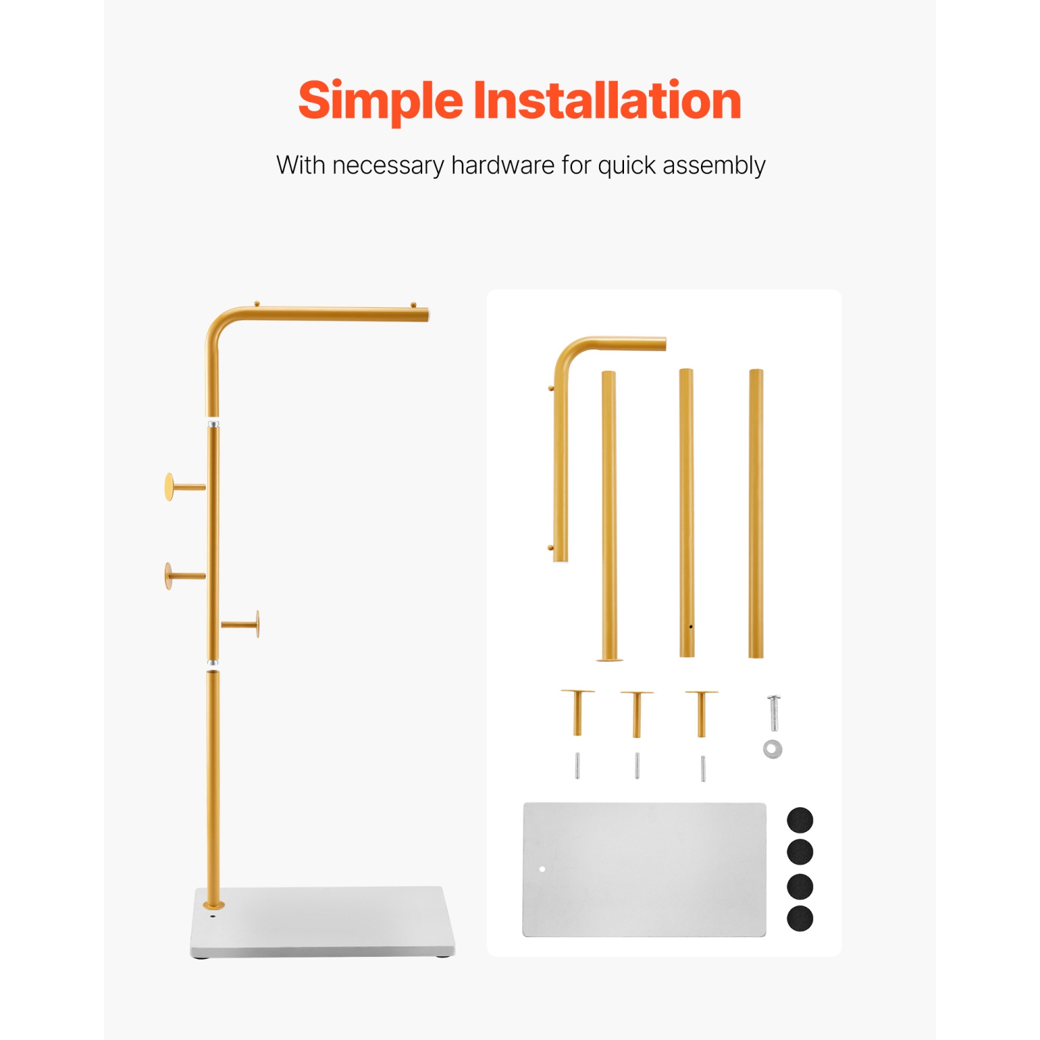 Portemanteau à 3 crochets ronds VEVOR, porte-manteaux autonome avec base en pierre à quartz, portemanteau autonome pour entrée, chambre, salon,