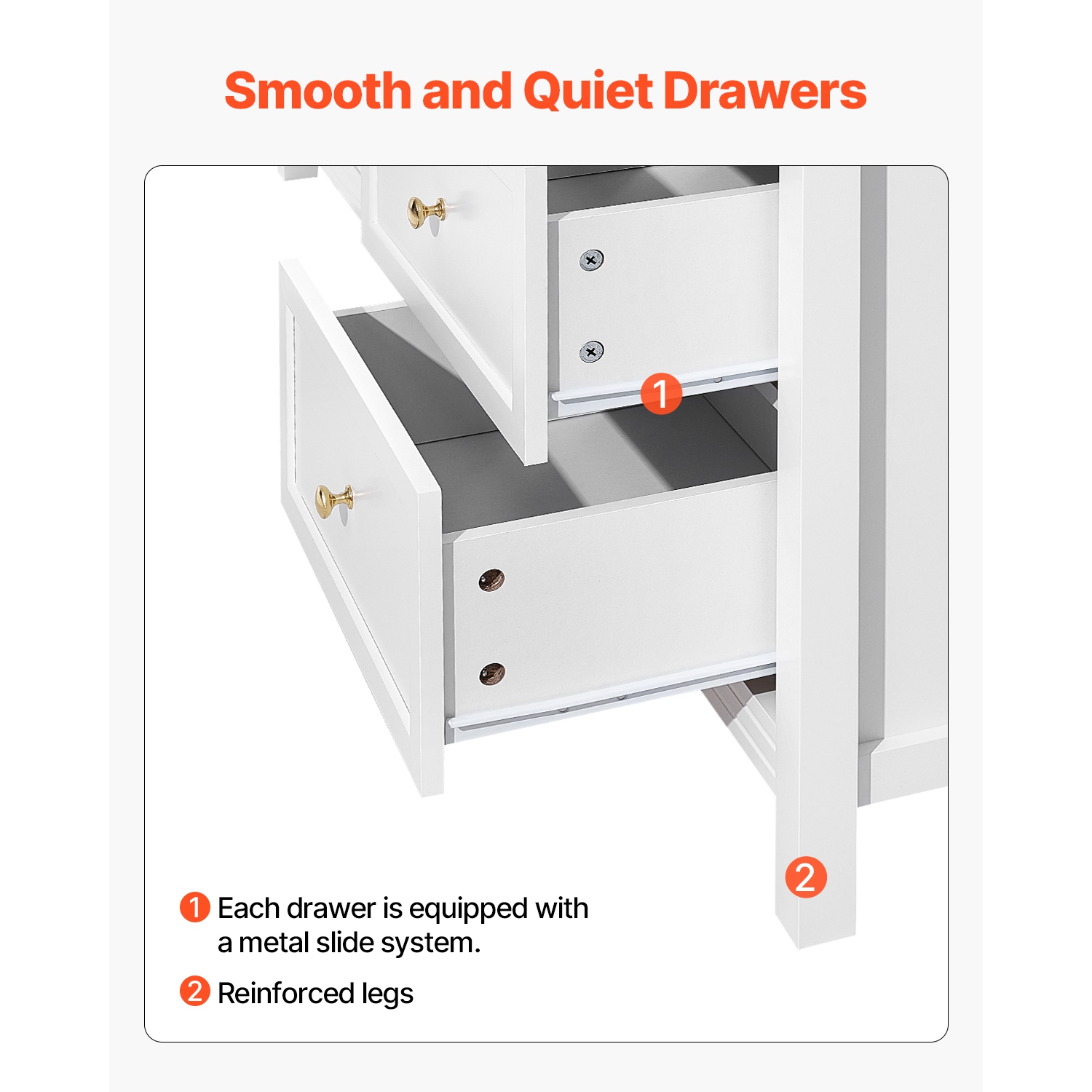 Commode à 9 tiroirs VEVOR, commode en bois avec dispositif coulissant et antibasculement, commode rétro minimaliste, range-tout pour meuble de