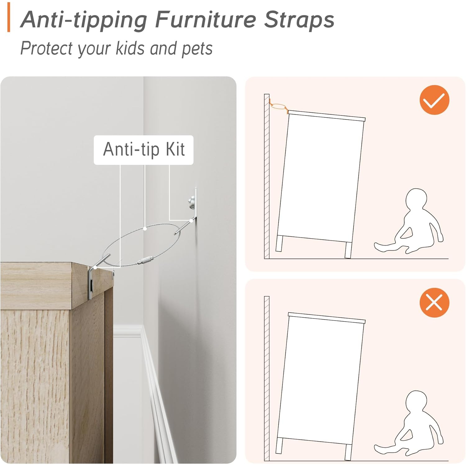 Commode WAMPAT pour chambre à coucher avec 6 tiroirs, commode de rangement large de 70,8&nbsp;po, range-tout moderne pour coffres, commode 2-en-1