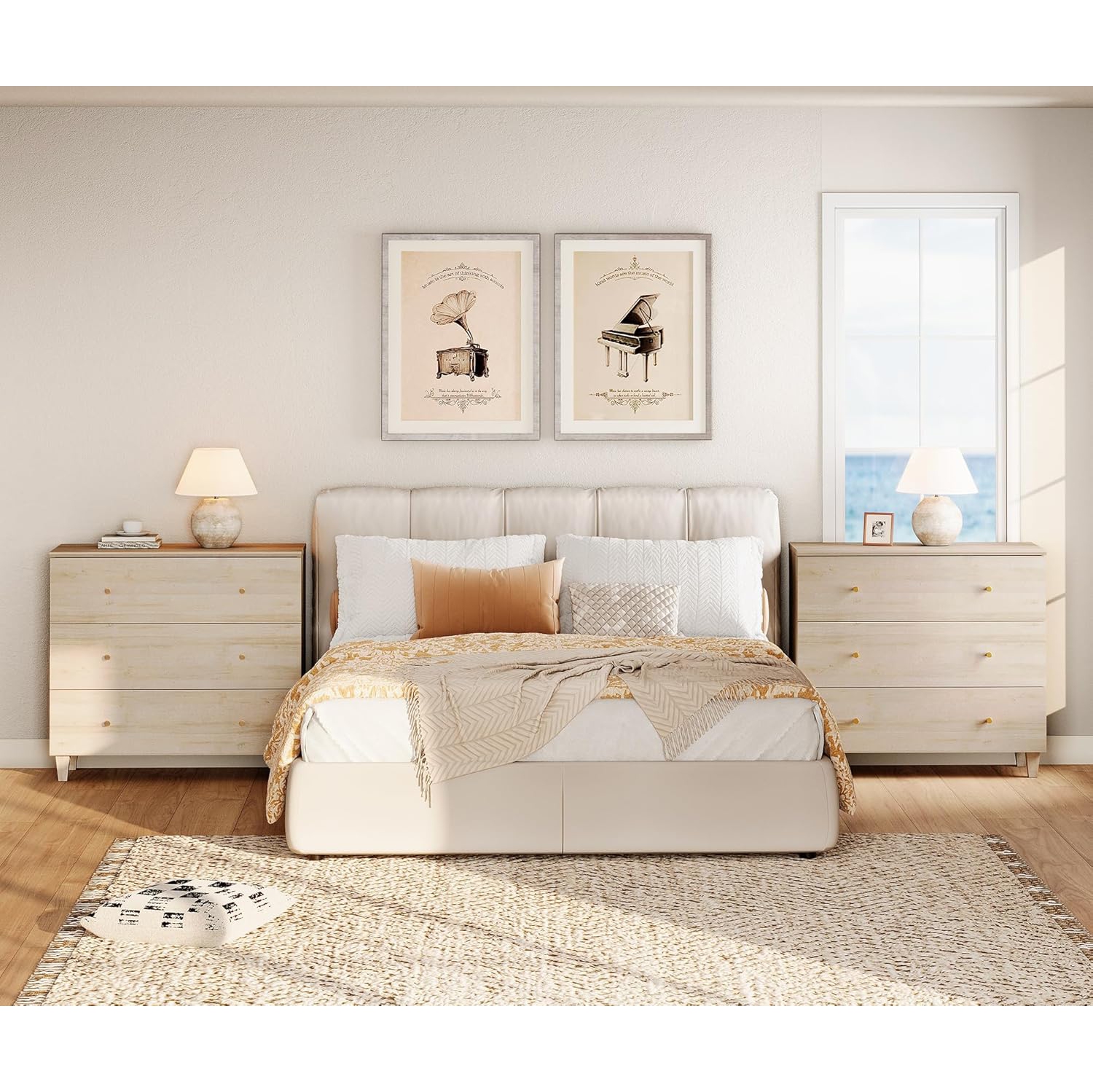 Commode WAMPAT pour chambre à coucher avec 6 tiroirs, commode de rangement large de 70,8&nbsp;po, range-tout moderne pour coffres, commode 2-en-1