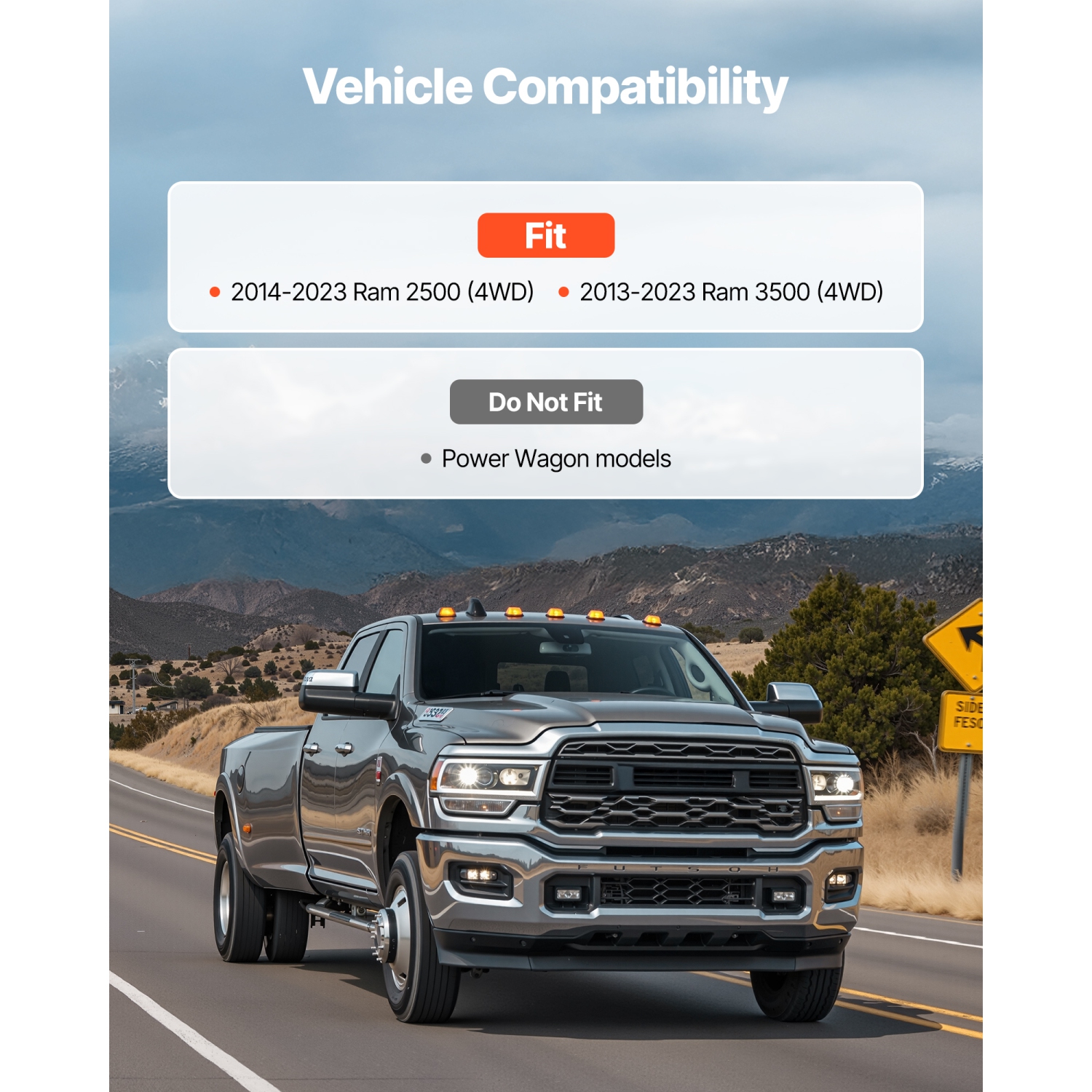 VEVOR 2.5 Inch Front Leveling Lift Kit for 2014-2023 Dodge Ram 2500 4WD, 2013-2023 Ram 3500 4WD, Chassis Level Kit with Coil Spring Spacers & Shock