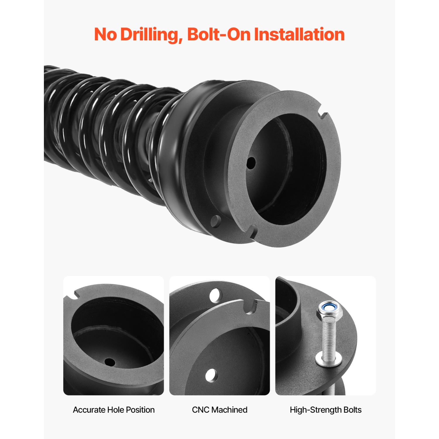 VEVOR 2.5 Inch Front Leveling Lift Kit for 2014-2023 Dodge Ram 2500 4WD, 2013-2023 Ram 3500 4WD, Chassis Level Kit with Coil Spring Spacers & Shock