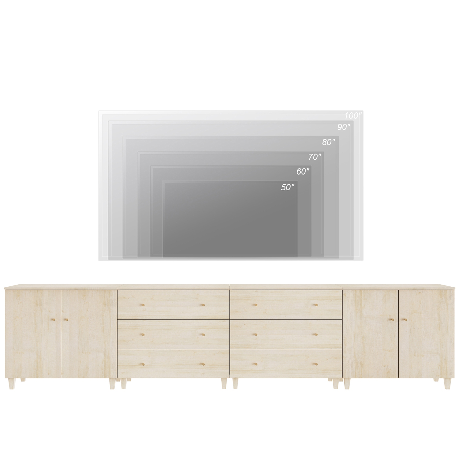 WAMPAT TV Standh for 110+ Inch TVs, 4-in-1 Modern Entertainment Center with 4 Doors and 6 Drawers, 142" Media Console Table with Compartments for