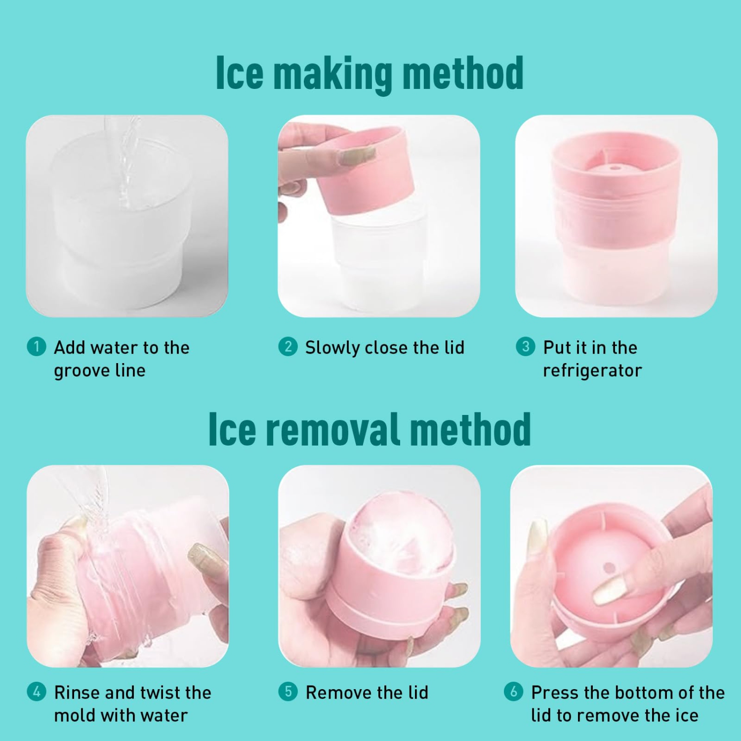 Grands moules à boule de glace 6 PCS, bacs à glaçons sphériques en silicone pour whisky, cocktails, boissons froides - Machine à glaçons allant au