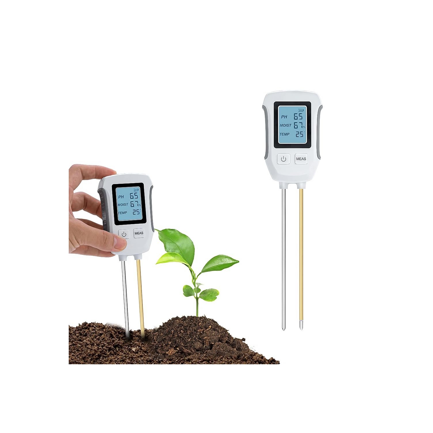Soil Meter 3 in 1 Professional Dual Probes Soil Meter for Moisture /Temp/PH LCD Digital Soil Moisture Meter Precison Agriculture Soil Meter