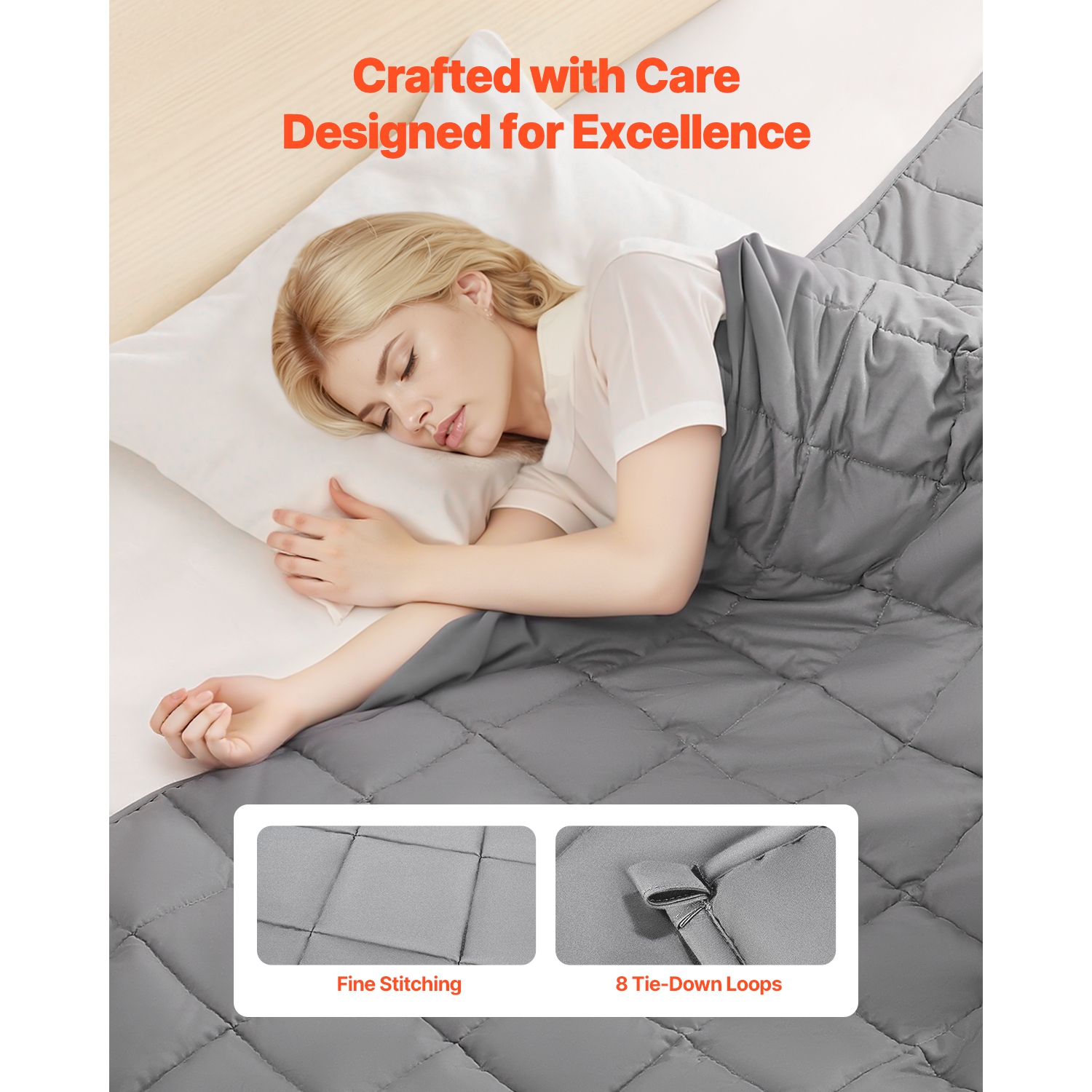 VEVOR 25 lbs Weighted Blanket, 88 x 104 in King Size, Cooling Breathable Heavy Blanket with Glass Beads, All-Season Use, Suitable for 250-310 lbs