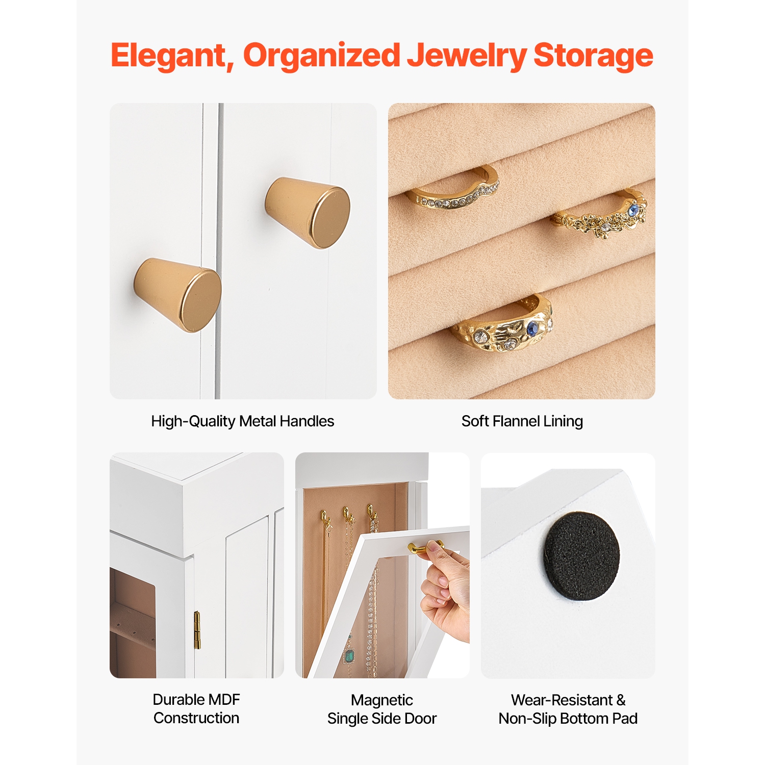 Coffret à bijoux rotatif à 360° VEVOR, range-bijoux avec porte magnétique, fenêtre en acrylique et 4 crochets intégrés pour colliers, étui de