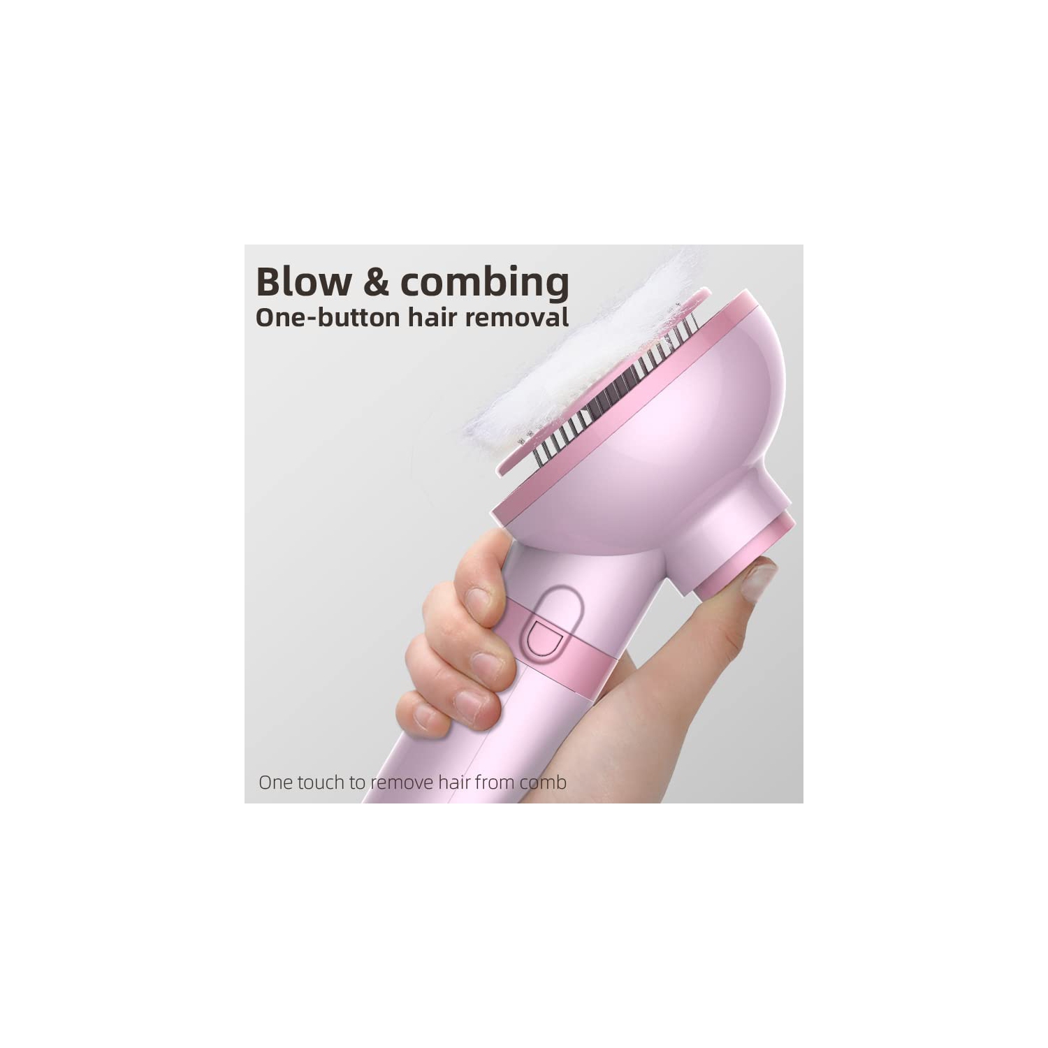 Portable 2-in-1 Gentle Grooming Blower Dryer with Slicker Brush for Dogs and Cats, Portable Pet Slicker Brush Dog Hair Dryer