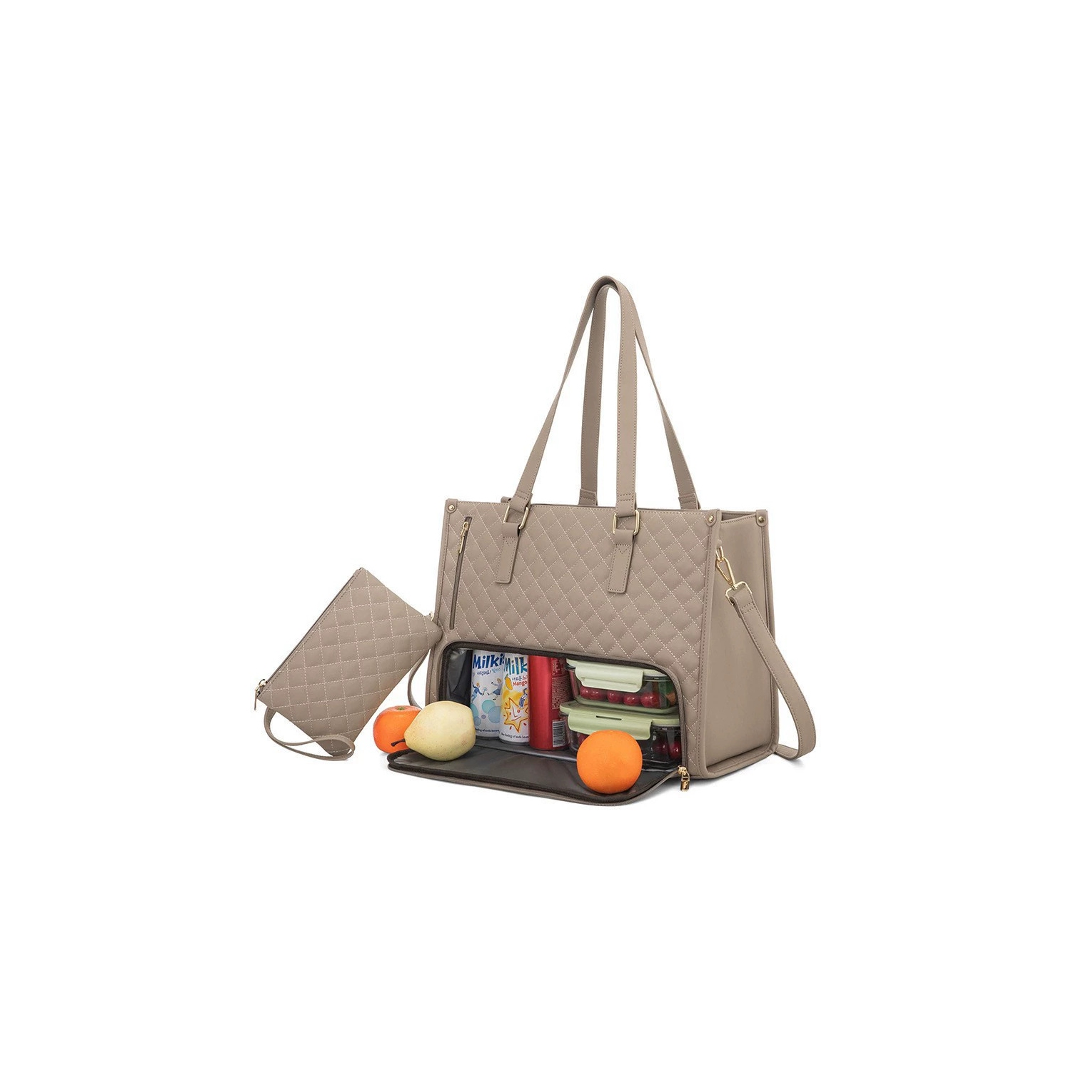 Sac-repas isotherme pour femmes avec portefeuille, sac fourre-tout de travail élégant avec compartiment étanche, sac-repas pour pique-nique de voyage