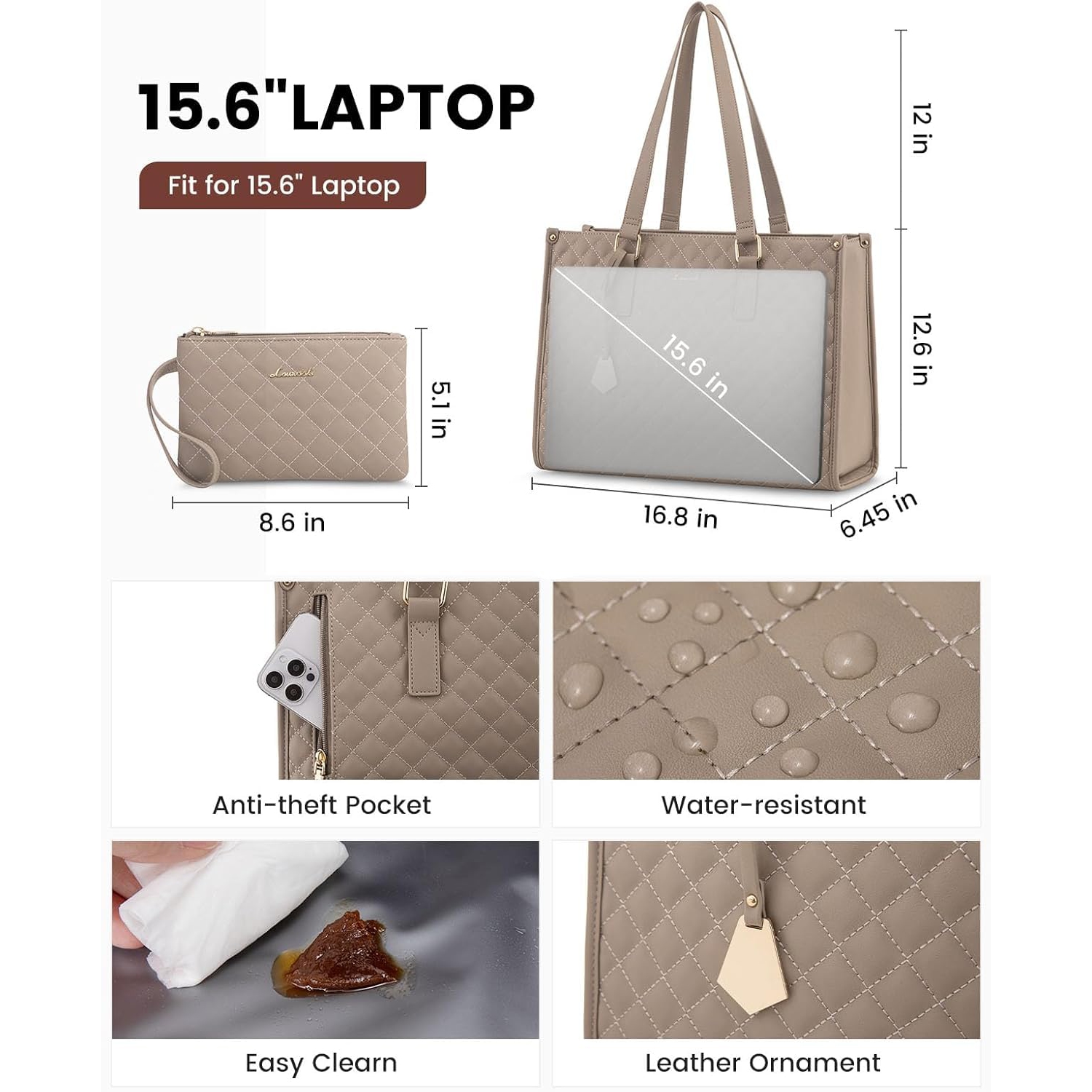 Sac-repas isotherme pour femmes avec portefeuille, sac fourre-tout de travail élégant avec compartiment étanche, sac-repas pour pique-nique de voyage