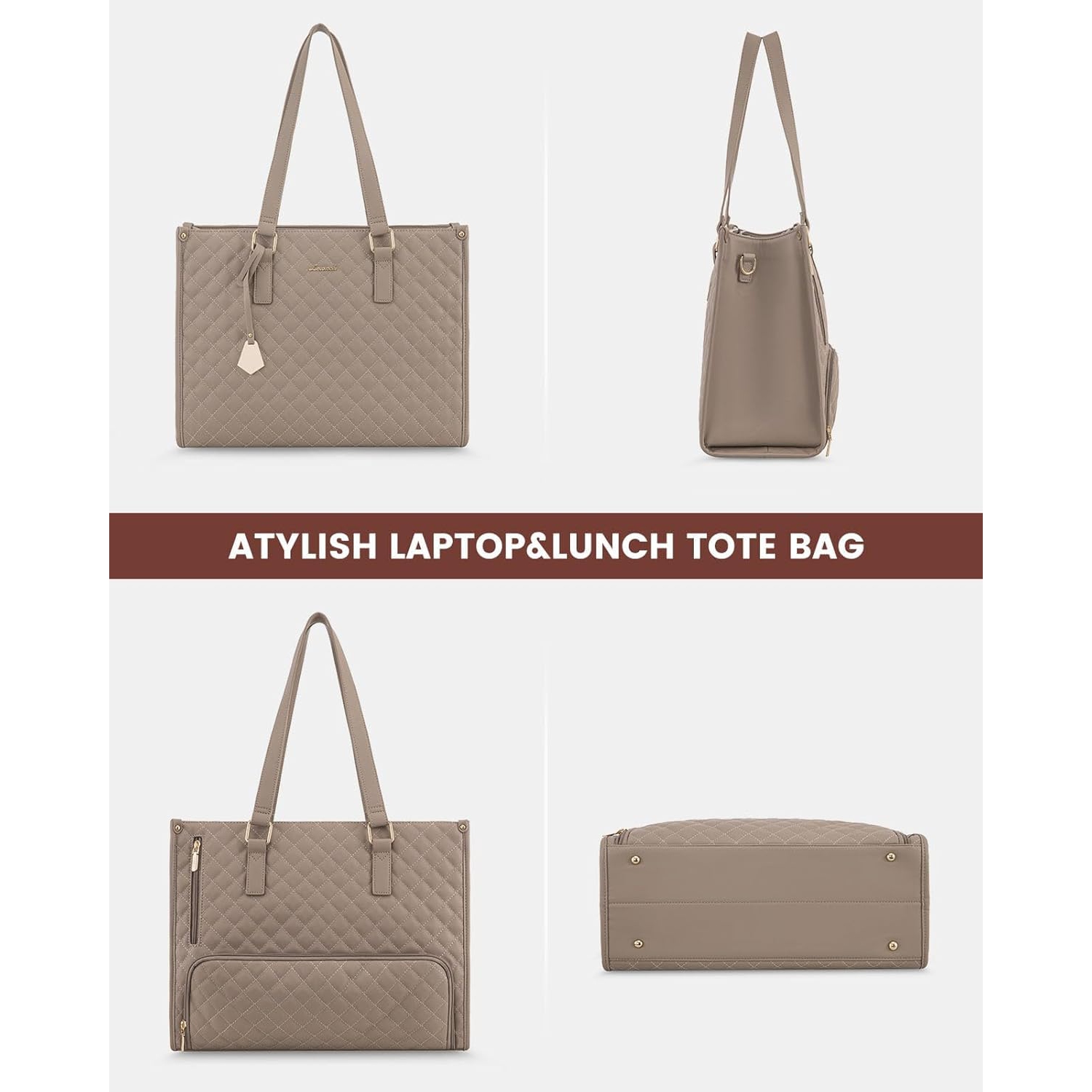 Sac-repas isotherme pour femmes avec portefeuille, sac fourre-tout de travail élégant avec compartiment étanche, sac-repas pour pique-nique de voyage