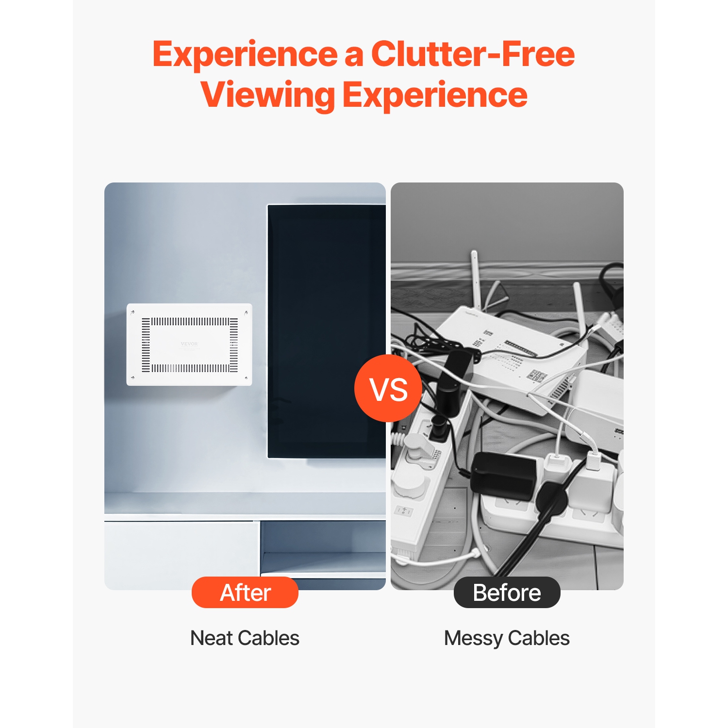 Boîtier multimédia structuré VEVOR de 9&nbsp;po, boîtier multimédia encastré avec couvercle, trousse de gestion de câbles mural, armoire multimédia