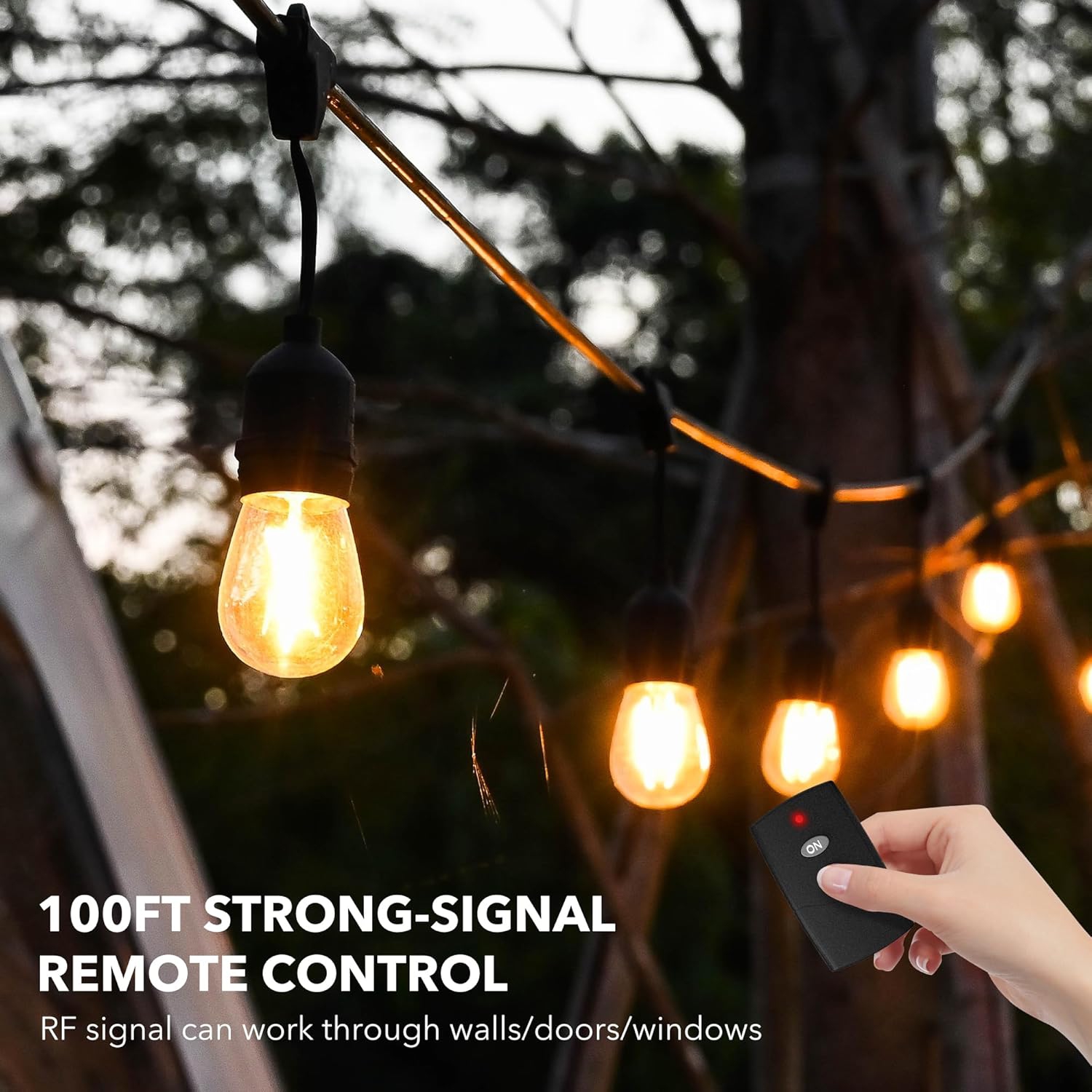 HBN Outdoor Light Timer: Waterproof & Weatherproof, Dusk-to-Dawn Photocell Sensor, Remote Control, 2-8H Countdown, 1 Grounded Outlet, 15A 1875W