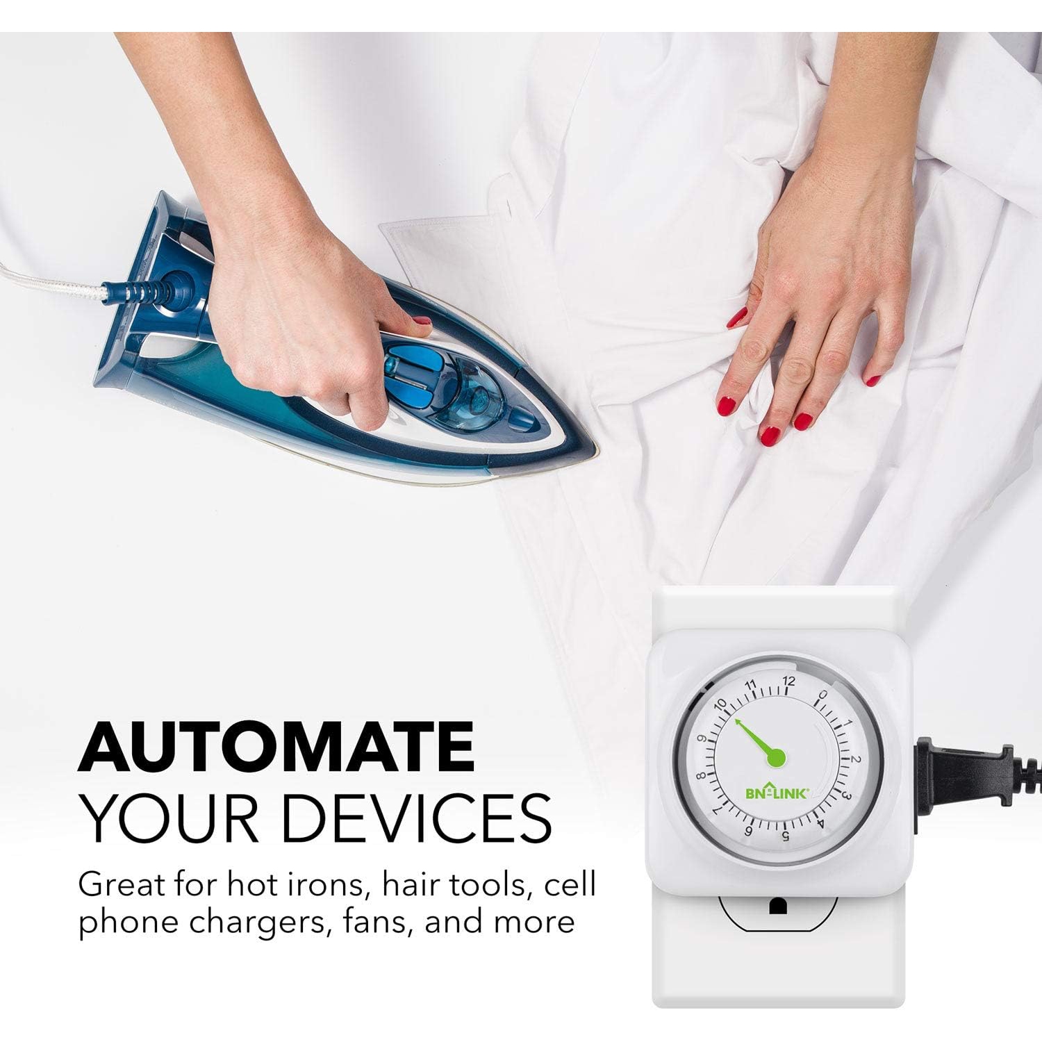 BN-LINK 12-Hour Indoor Timer: 3-prong, 15-min increments – kitchen/chargers/lamps. 1875W, 1/2HP, ETL