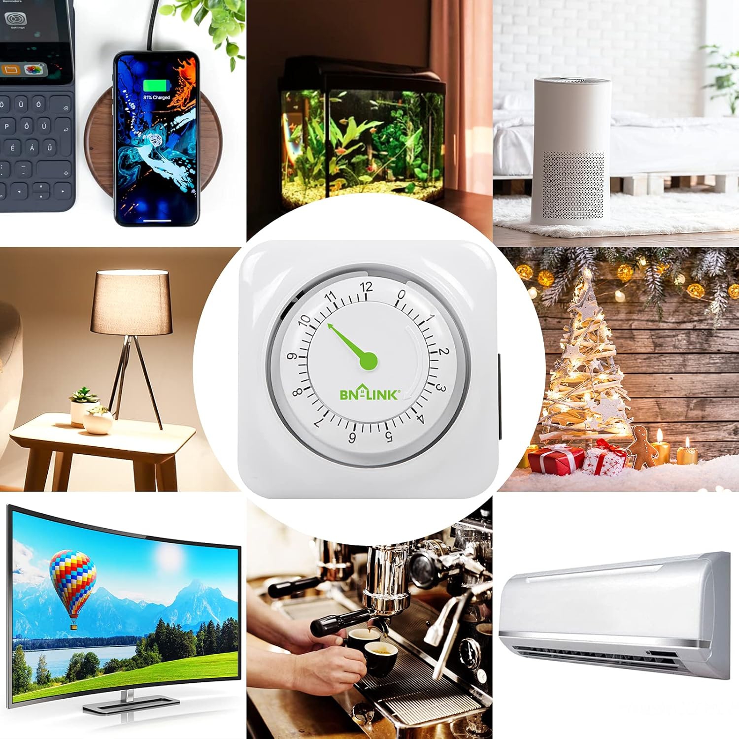 BN-LINK 12-Hour Indoor Timer: 3-prong, 15-min increments – kitchen/chargers/lamps. 1875W, 1/2HP, ETL