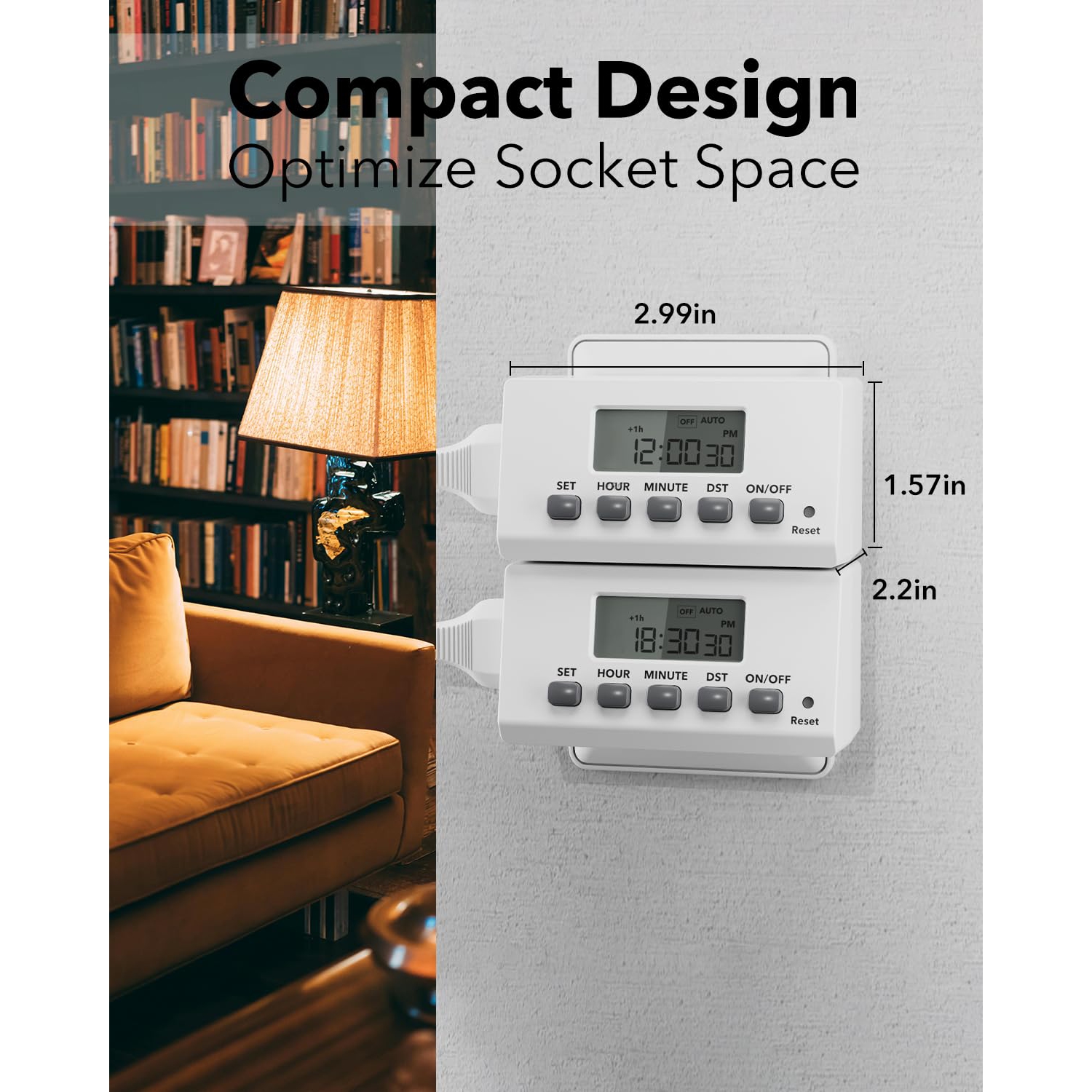 BN-LINK 24-Hour Digital Timer: Indoor 2-prong, LCD – for lights, fans. 15A/1875W.