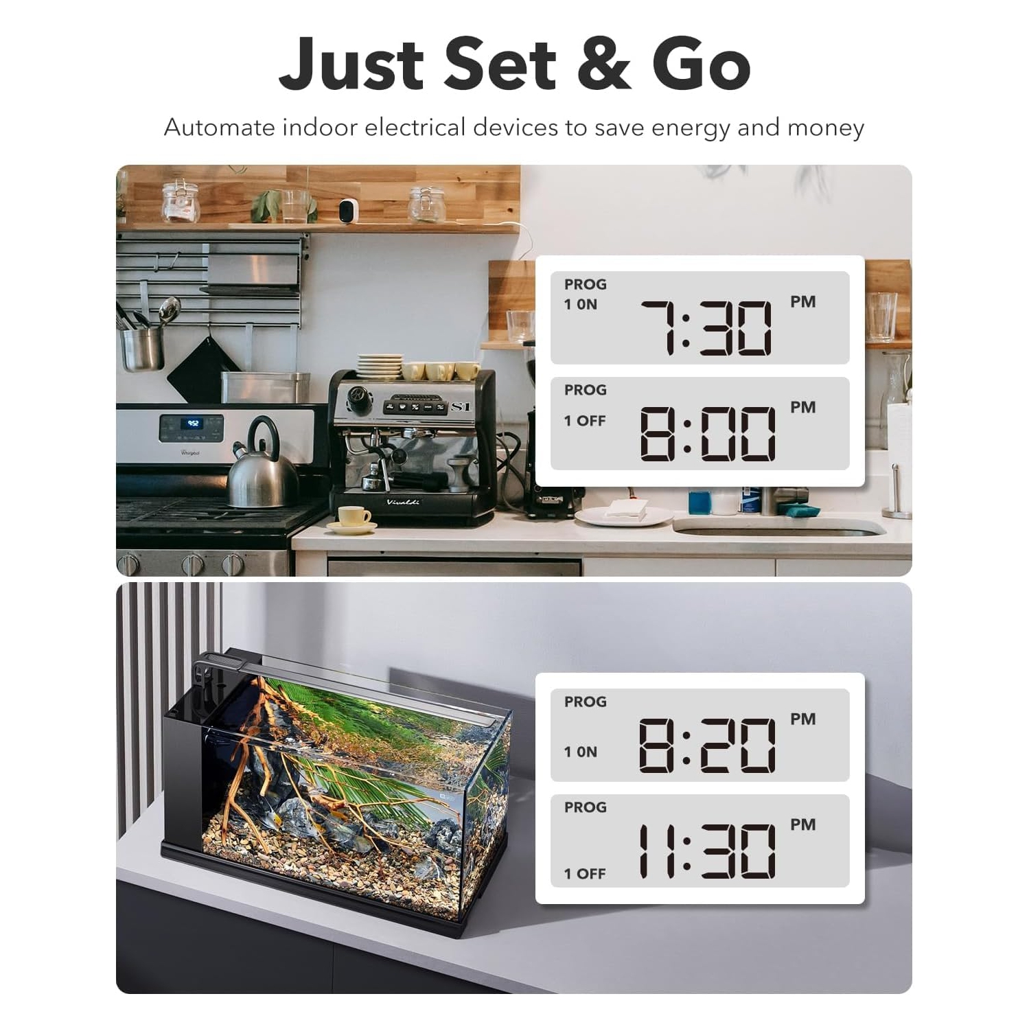 BN-LINK 24-Hour Digital Timer: Indoor 2-prong, LCD – for lights, fans. 15A/1875W.