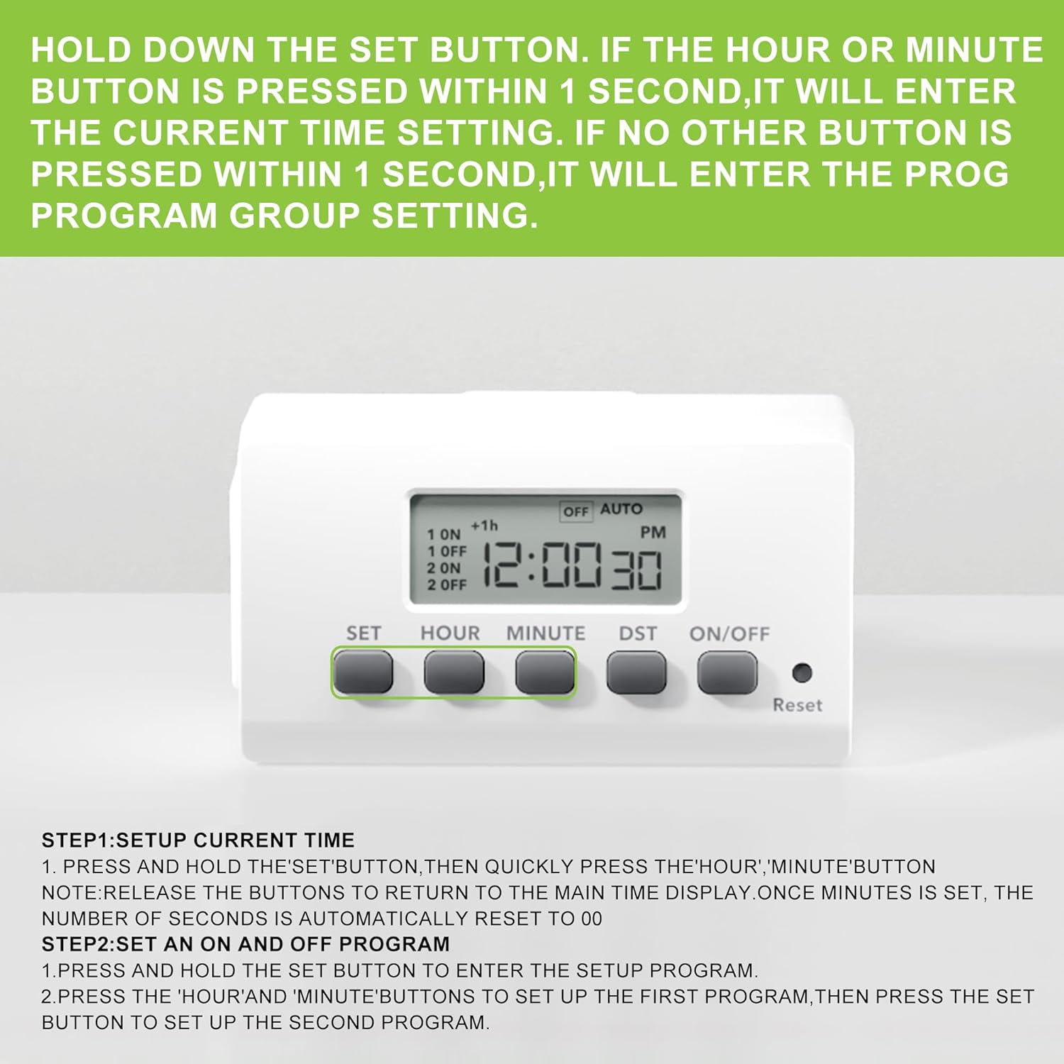 BN-LINK 24-Hour Digital Timer: Indoor 2-prong, LCD – for lights, fans. 15A/1875W.