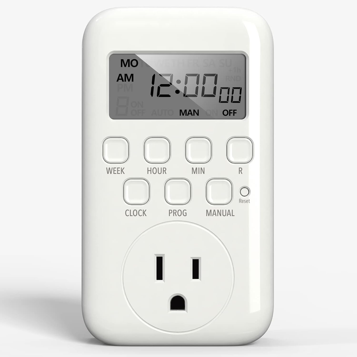 BN-LINK 7-Day Digital Timer Outlet, 3-Prong, Programmable, Indoor, 125V 15A 1875W 60Hz