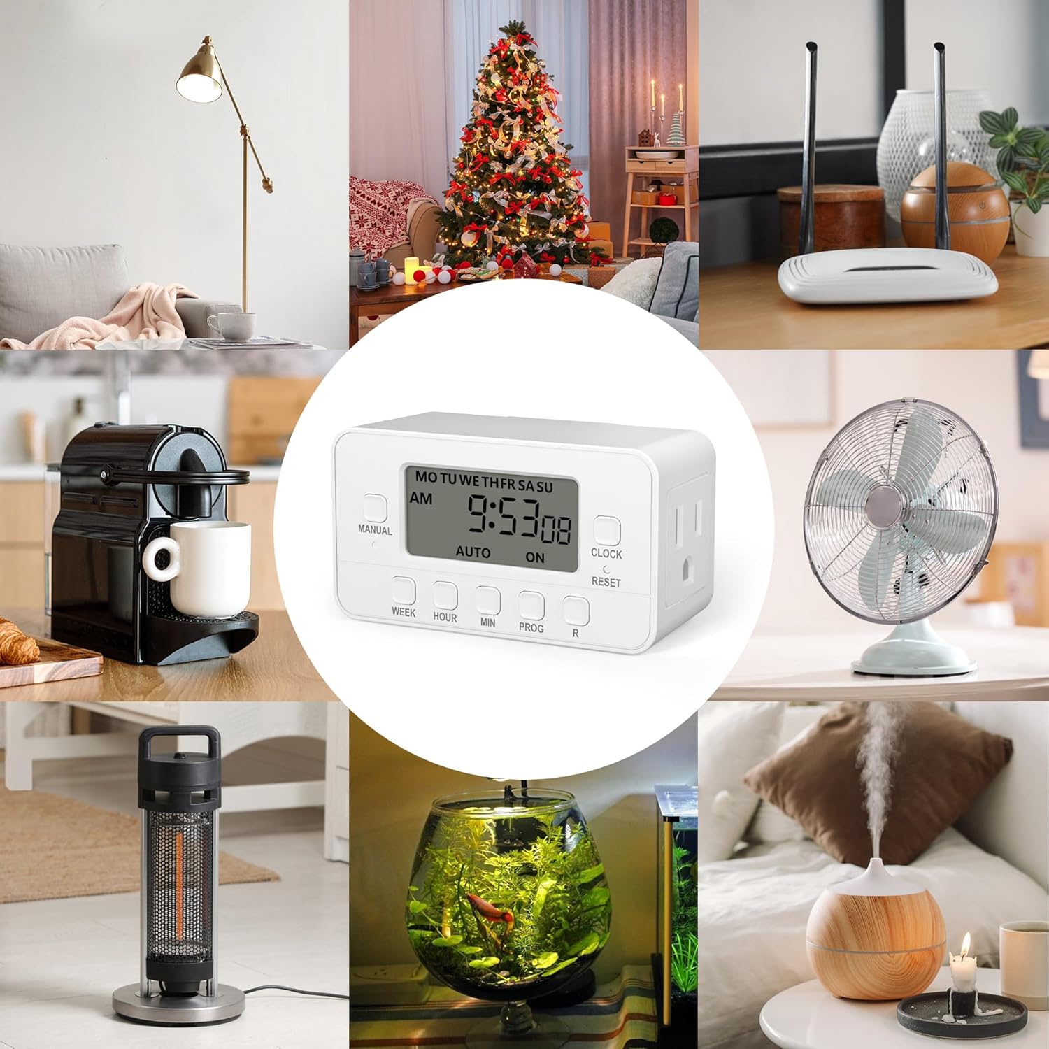 BN-LINK 7-Day Heavy Duty Digital Timer, Dual Outlet, LCD, 3-Prong, 125V 15A 1875W, 2 Pack