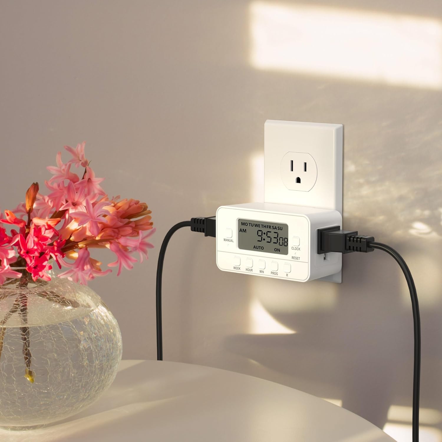 BN-LINK 7-Day Digital Timer: Dual outlet, LCD, 3-prong – indoor use. 125V, 15A, 1875W.