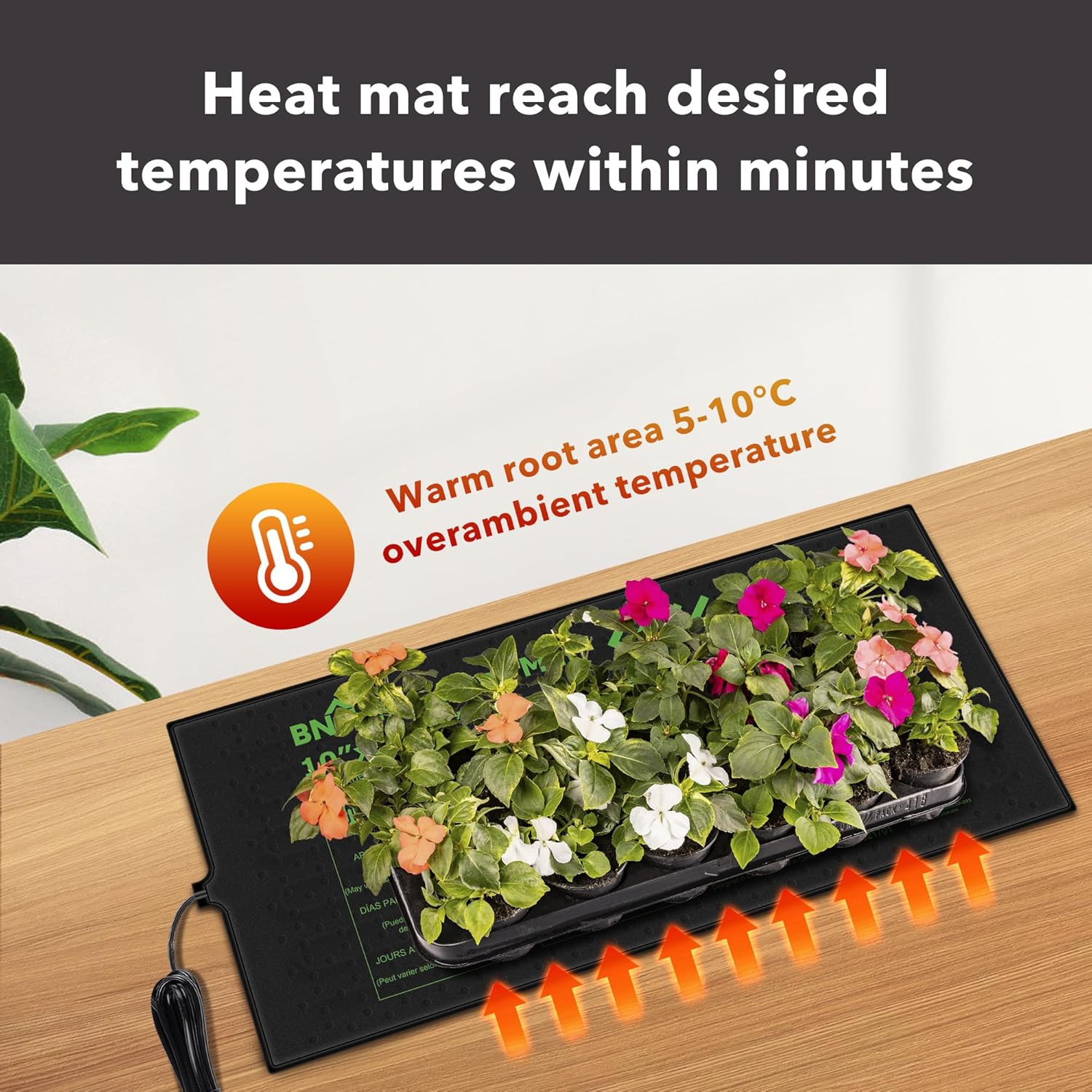 BN-LINK Durable Seedling Heat Mat, 10"x20.75", Waterproof, for Seed Starting/Greenhouse/Germination