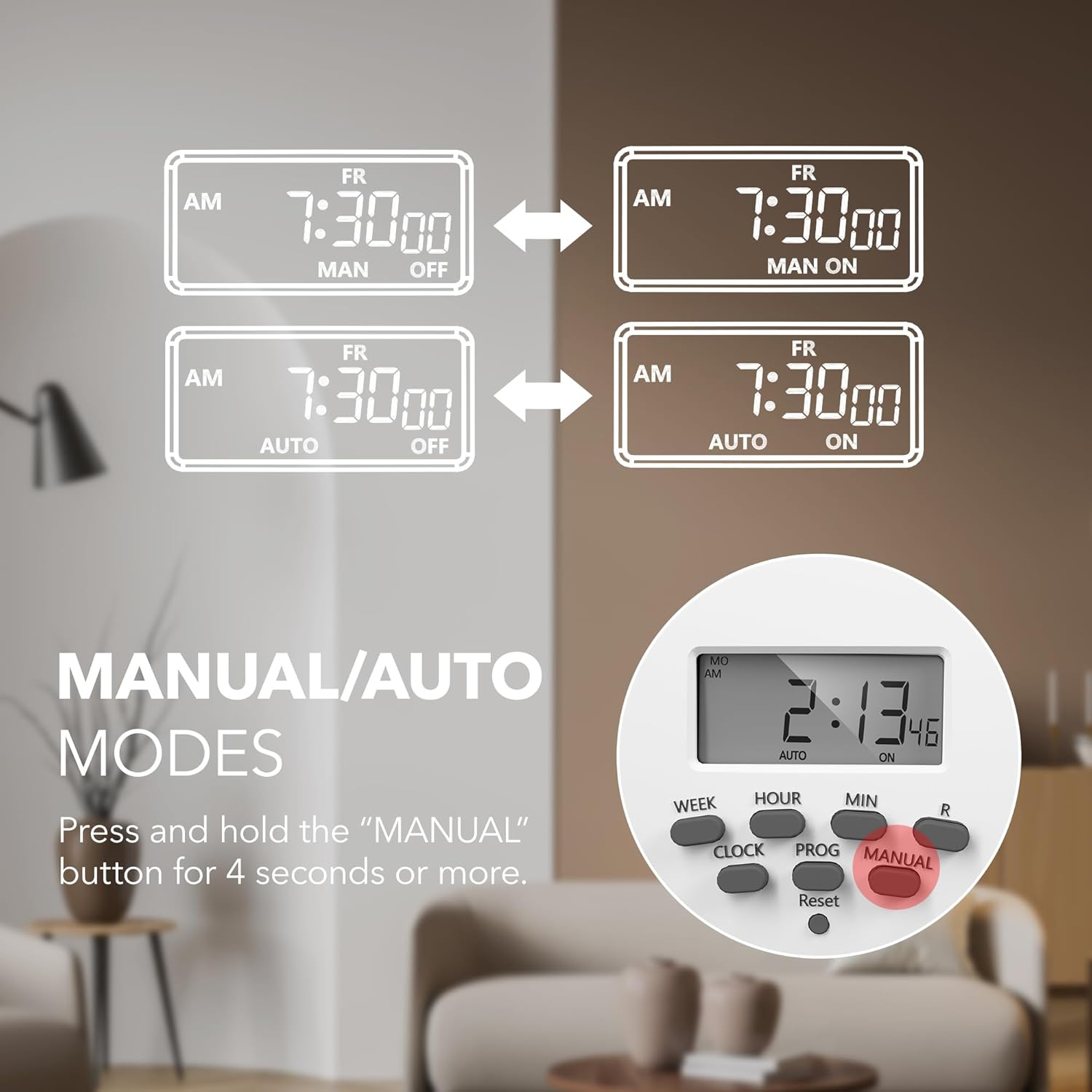 BN-LINK 8-Outlet Surge Protector: 4 timed, 4 always-on – 7-day digital timer
