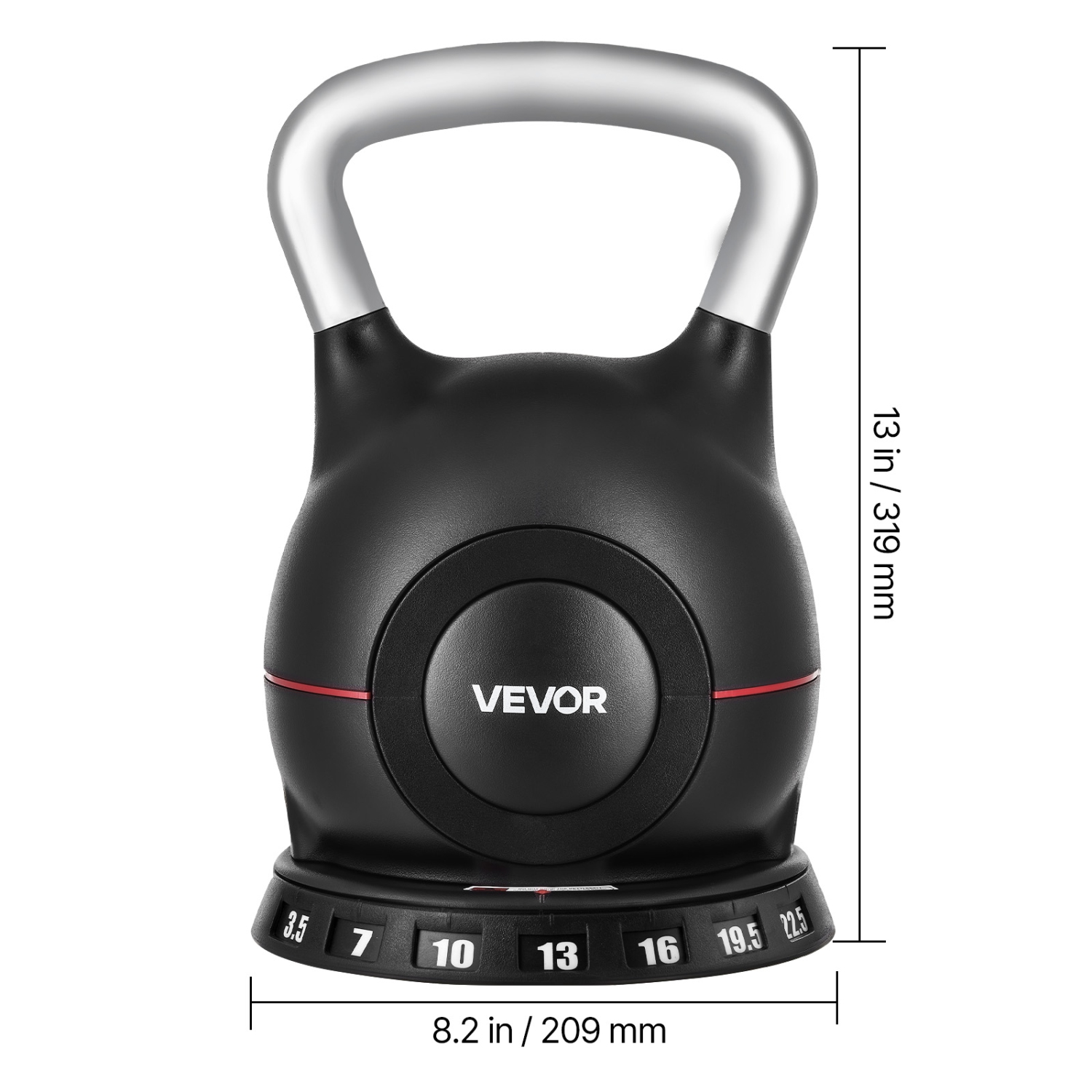 VEVOR Kettlebell, Adjustable Kettlebell with 7 Weight Levels, Die-Cast Aluminum and ABS Material, for Grip Strength Training, Full-body Workout