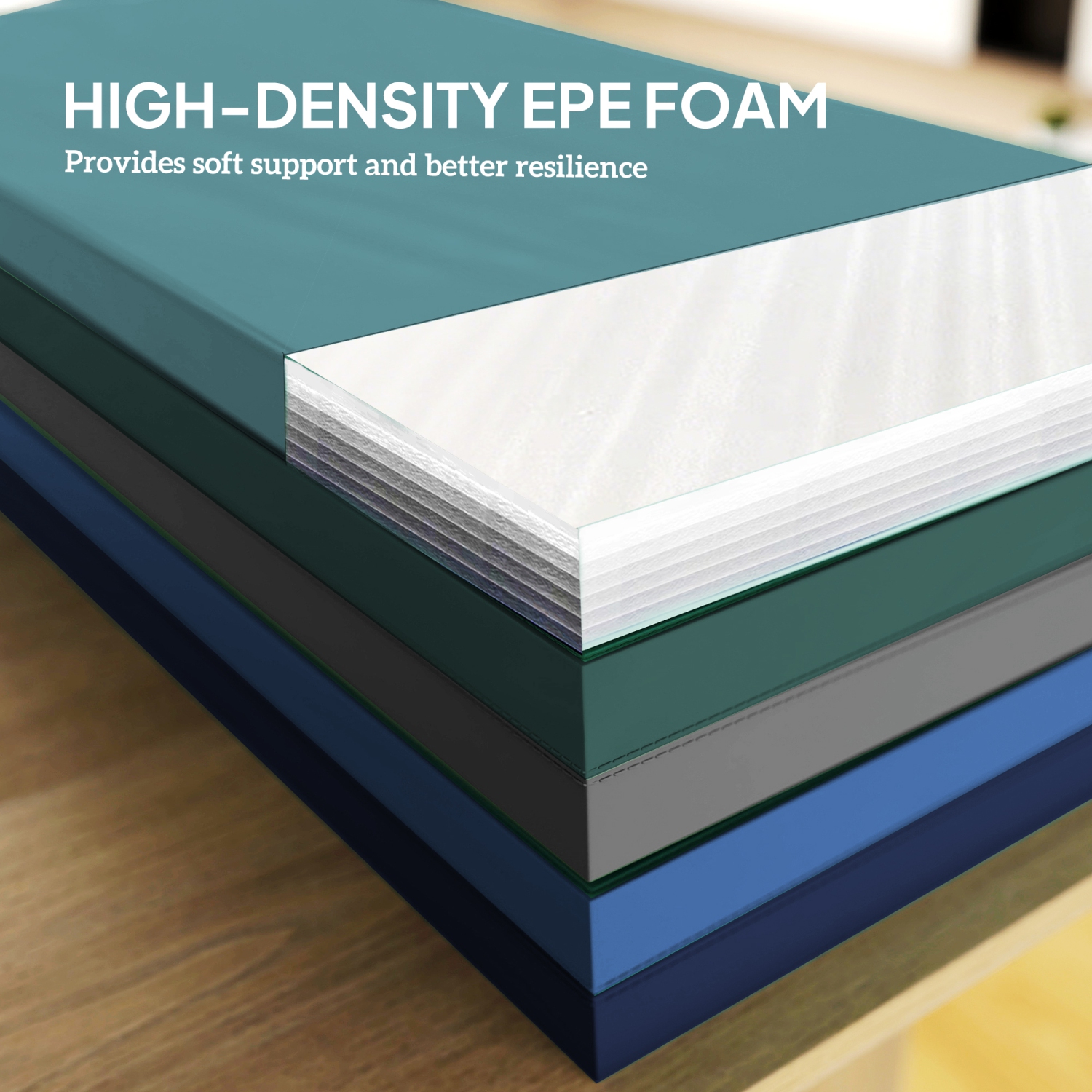 Soozier 6ft Folding Gymnastics Mat, Thick Exercise Mat with Carry Handles for Home Gym Yoga Aerobics Fitness Training, Mixed Colour