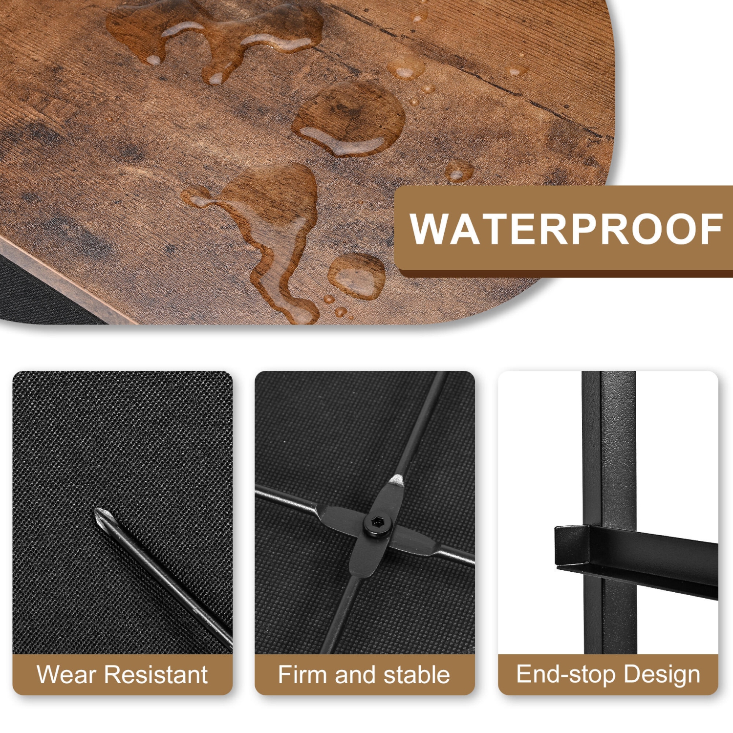 Commode SortWise avec dessus en bois et cadre en acier, commode à 8 tiroirs avec rangement et table de chevet