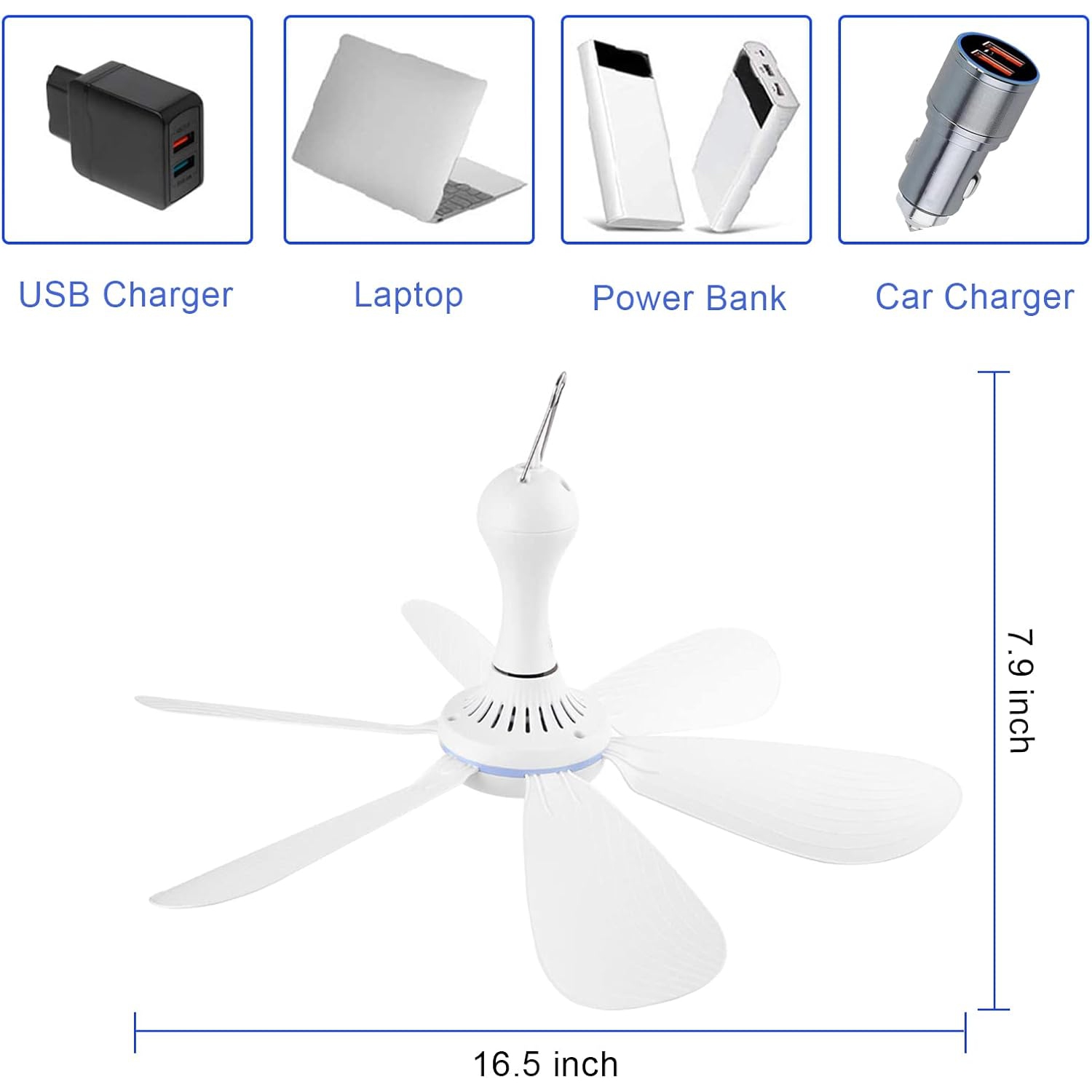 Ventilateur de plafond USB silencieux avec télécommande Minuterie à 4 vitesses, Petit ventilateur de plafond c.c. silencieux à brancher pour lit de