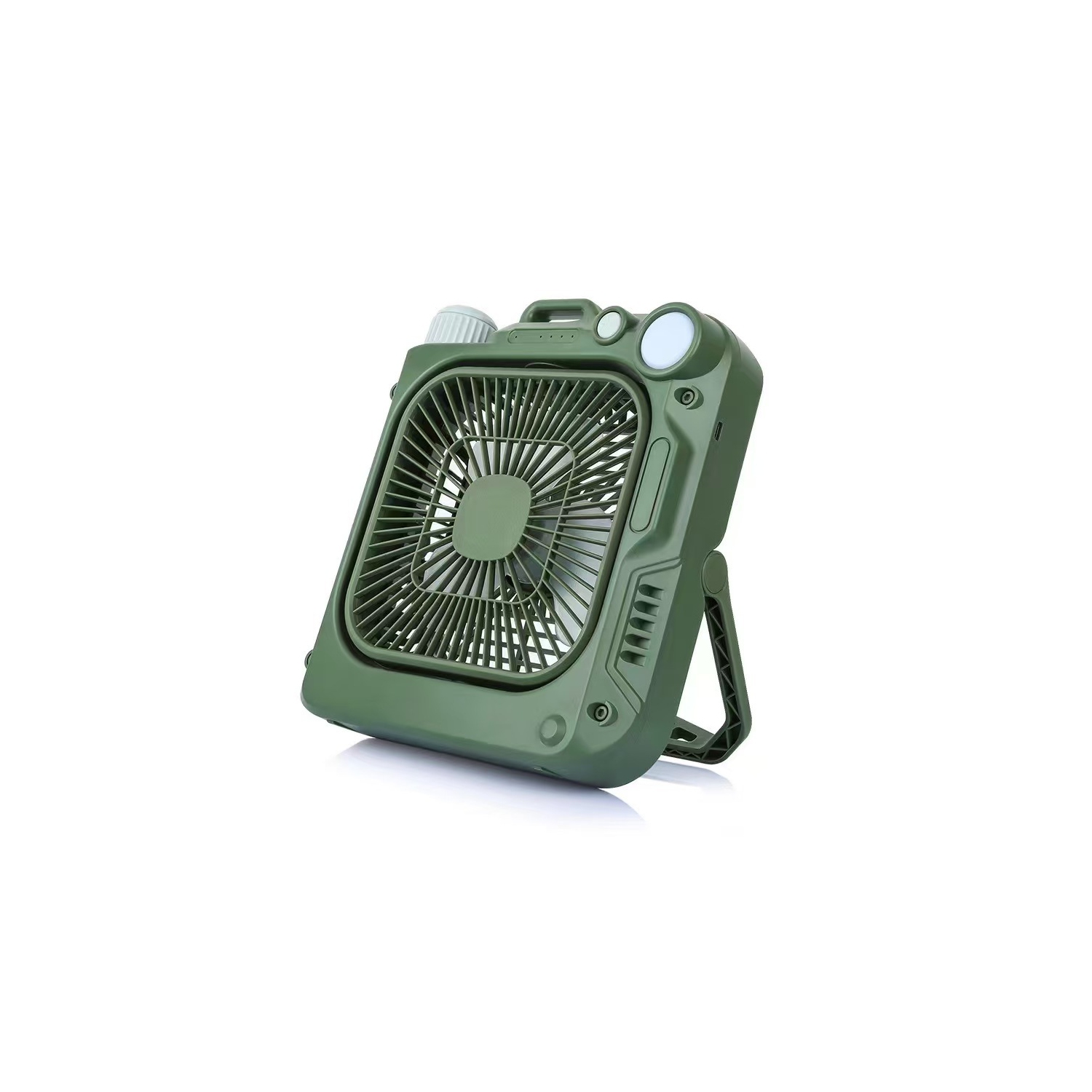 Ventilateur de table de camping extérieur – Ventilateur portatif rechargeable avec lampe LED, ventilateur oscillant silencieux, idéal pour le bureau,