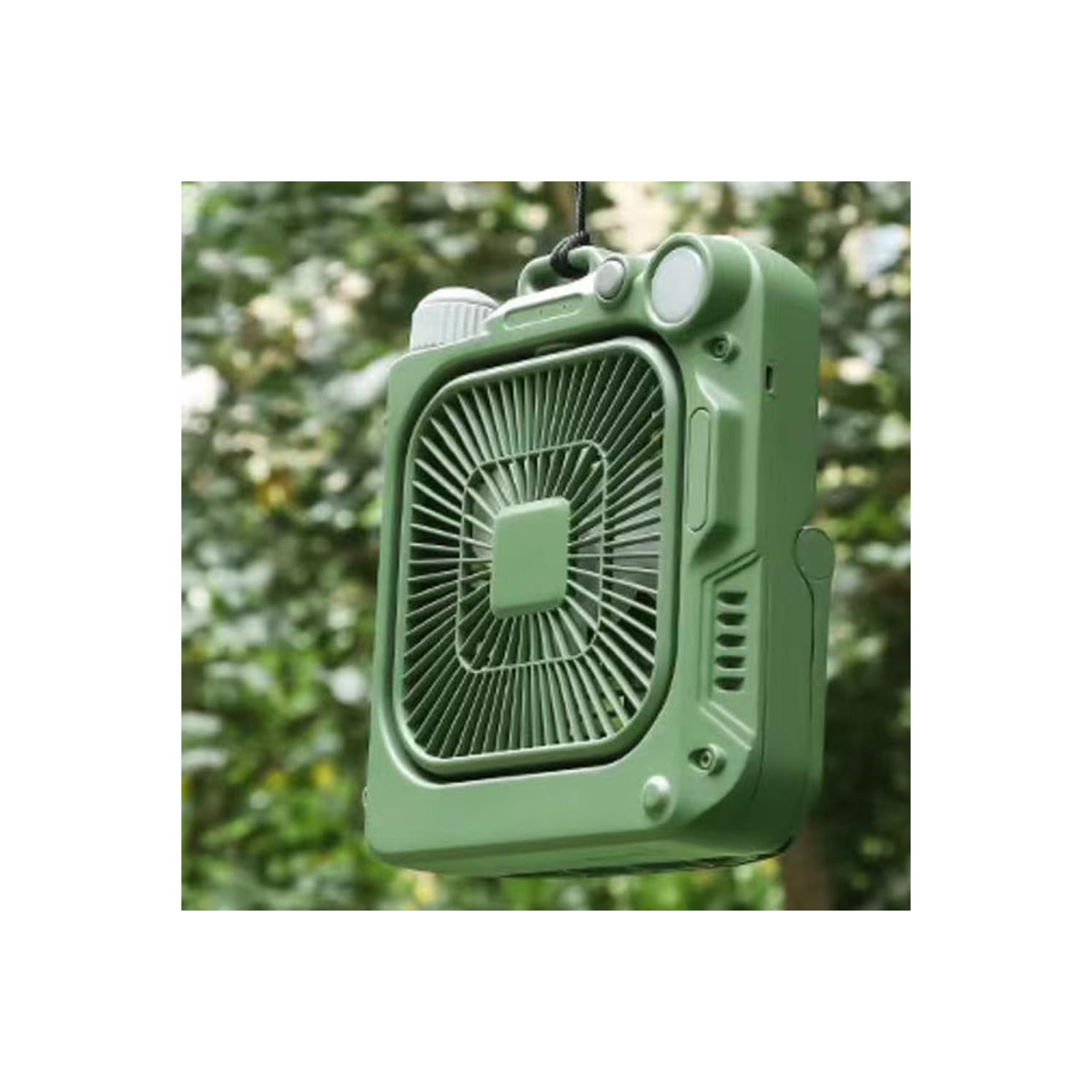 Ventilateur de table de camping extérieur – Ventilateur portatif rechargeable avec lampe LED, ventilateur oscillant silencieux, idéal pour le bureau,