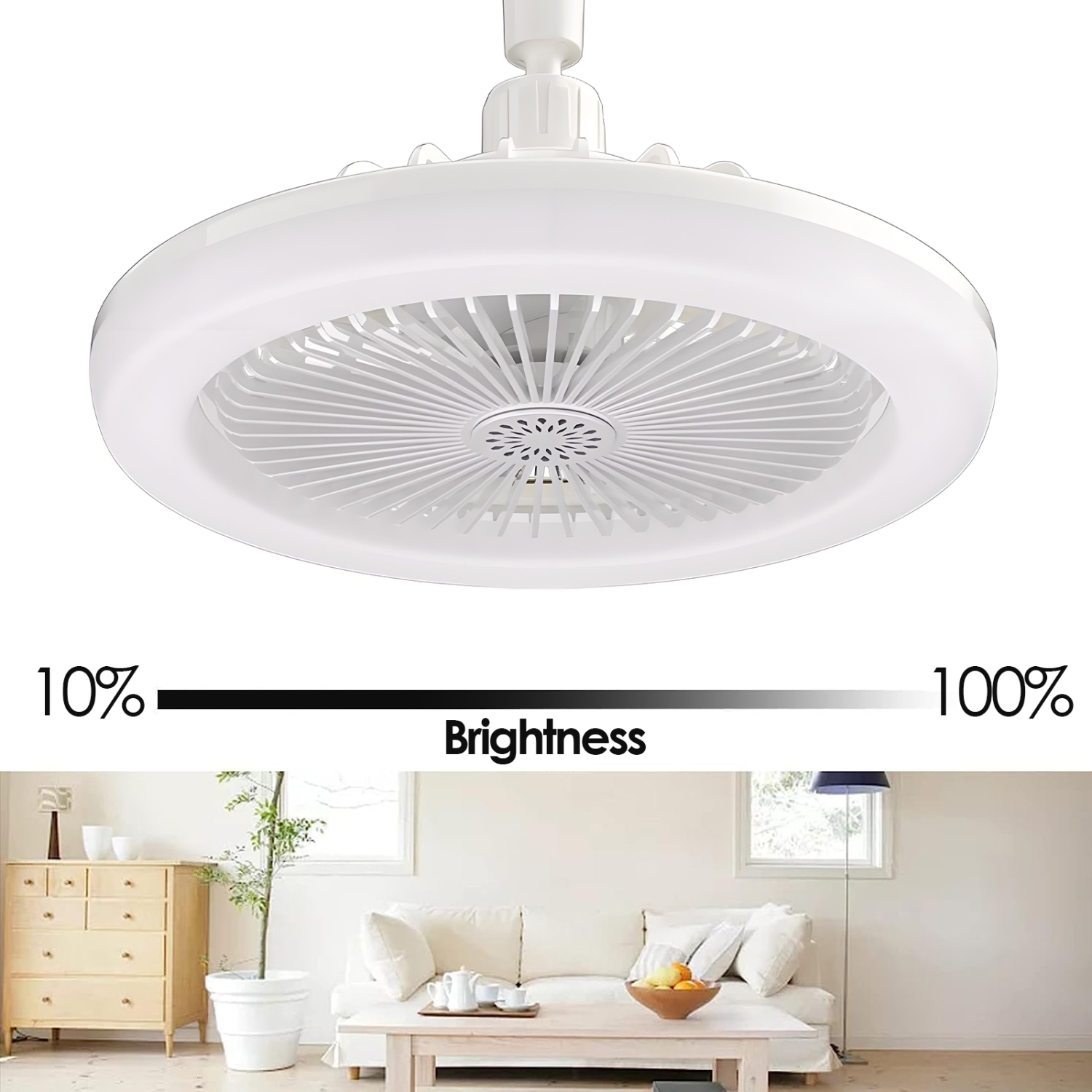 Socket Fan Light with Remote Control, Three-Color Dimmable LED Bulb Fan, E27 Interface, Adjustable Angle, Suitable for Bedroom and Kitchen