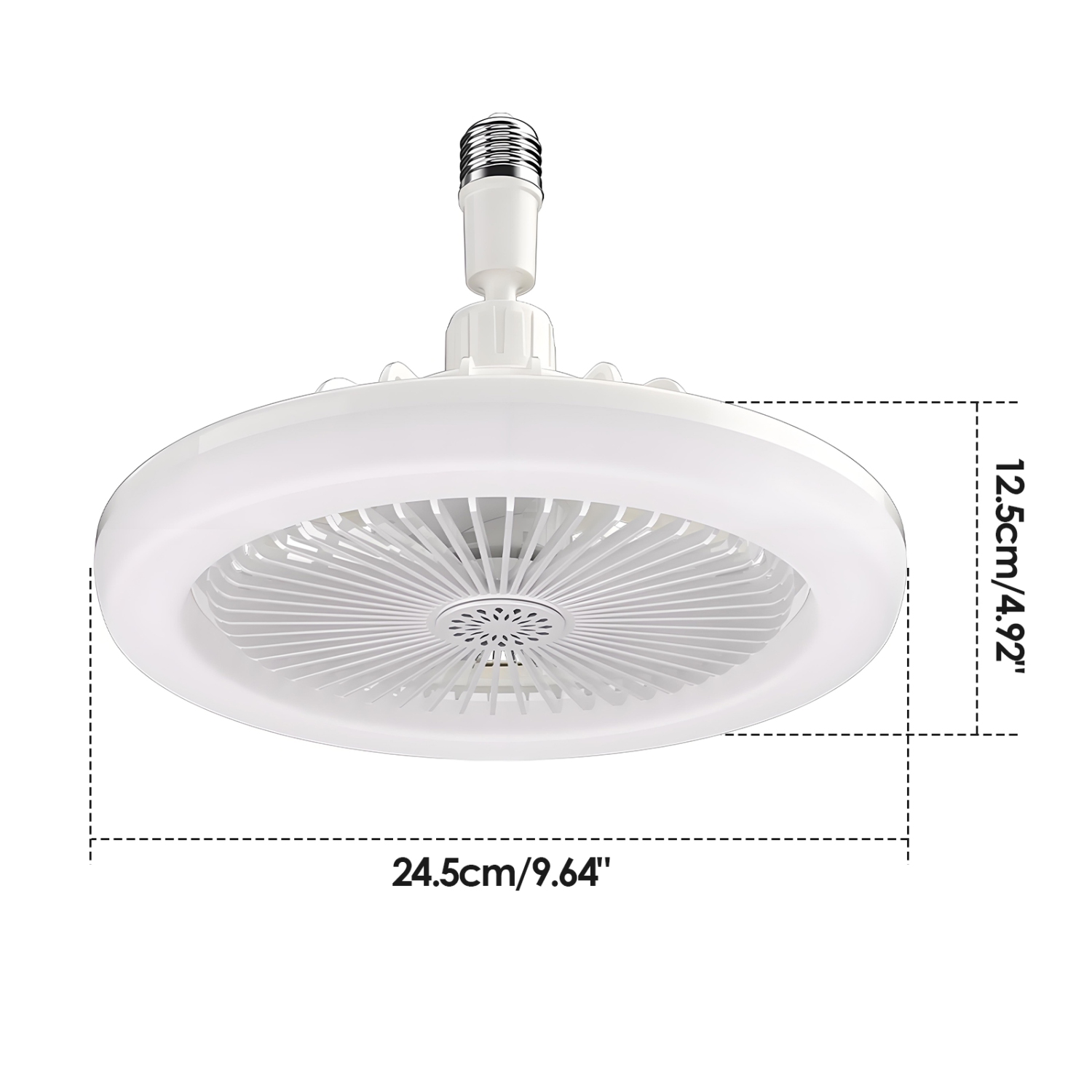 Socket Fan Light with Remote Control, Three-Color Dimmable LED Bulb Fan, E27 Interface, Adjustable Angle, Suitable for Bedroom and Kitchen