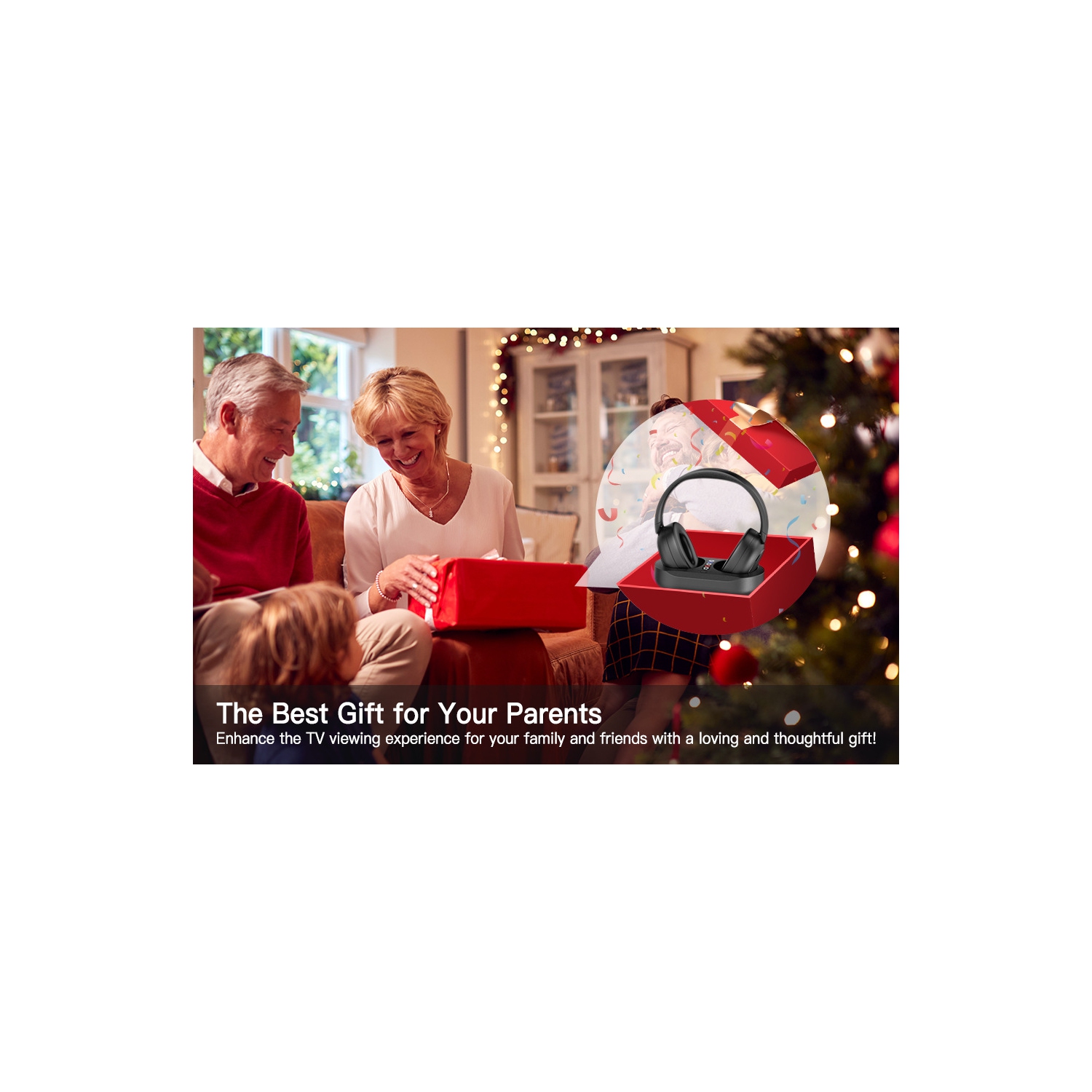 Écouteurs sans fil pour téléviseur Écouteurs Bluetooth avec base de chargement à émetteur, Perfect Audio Sync, faible délai audio, cadeau idéal pour