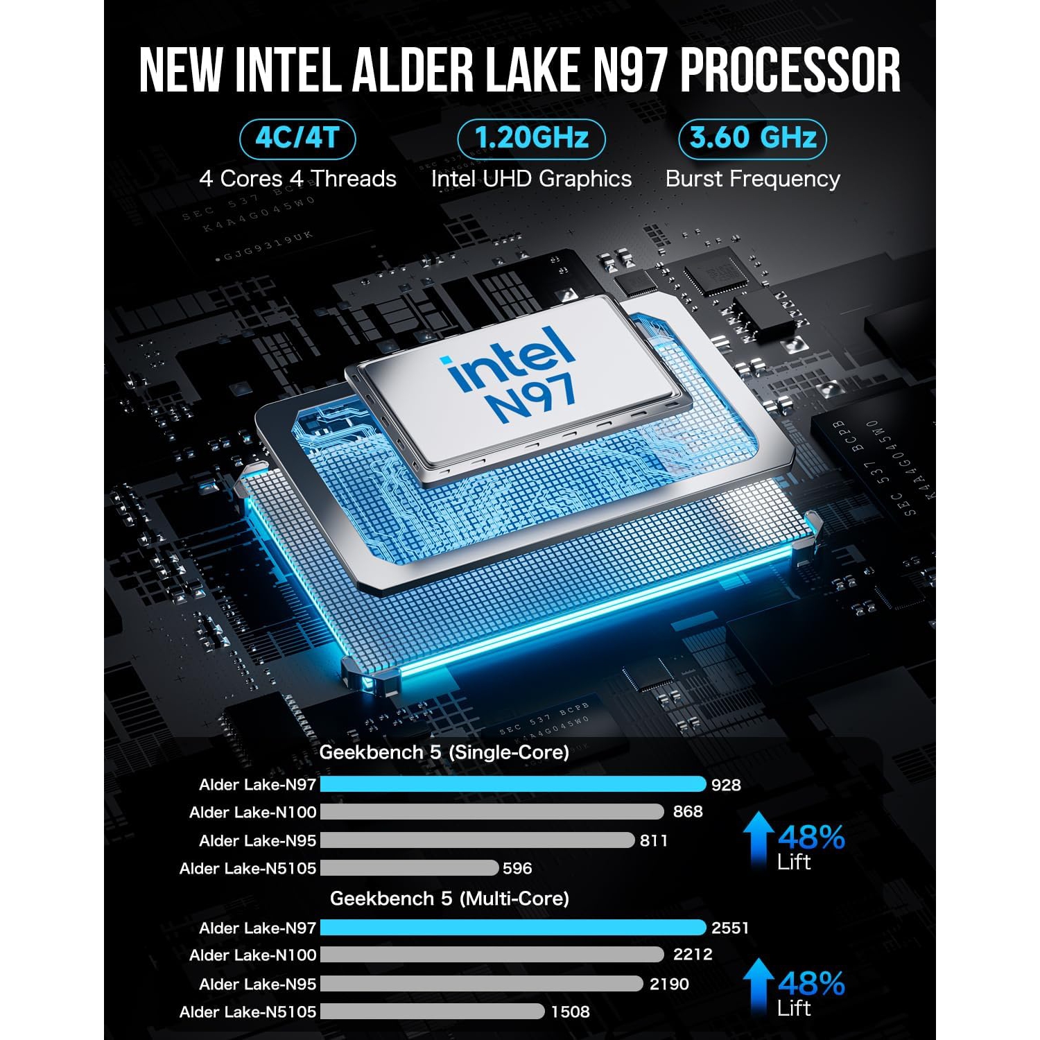 GMKtec Mini PC NucBox G5, Intel 12th Gen Alder Lake N97 (up